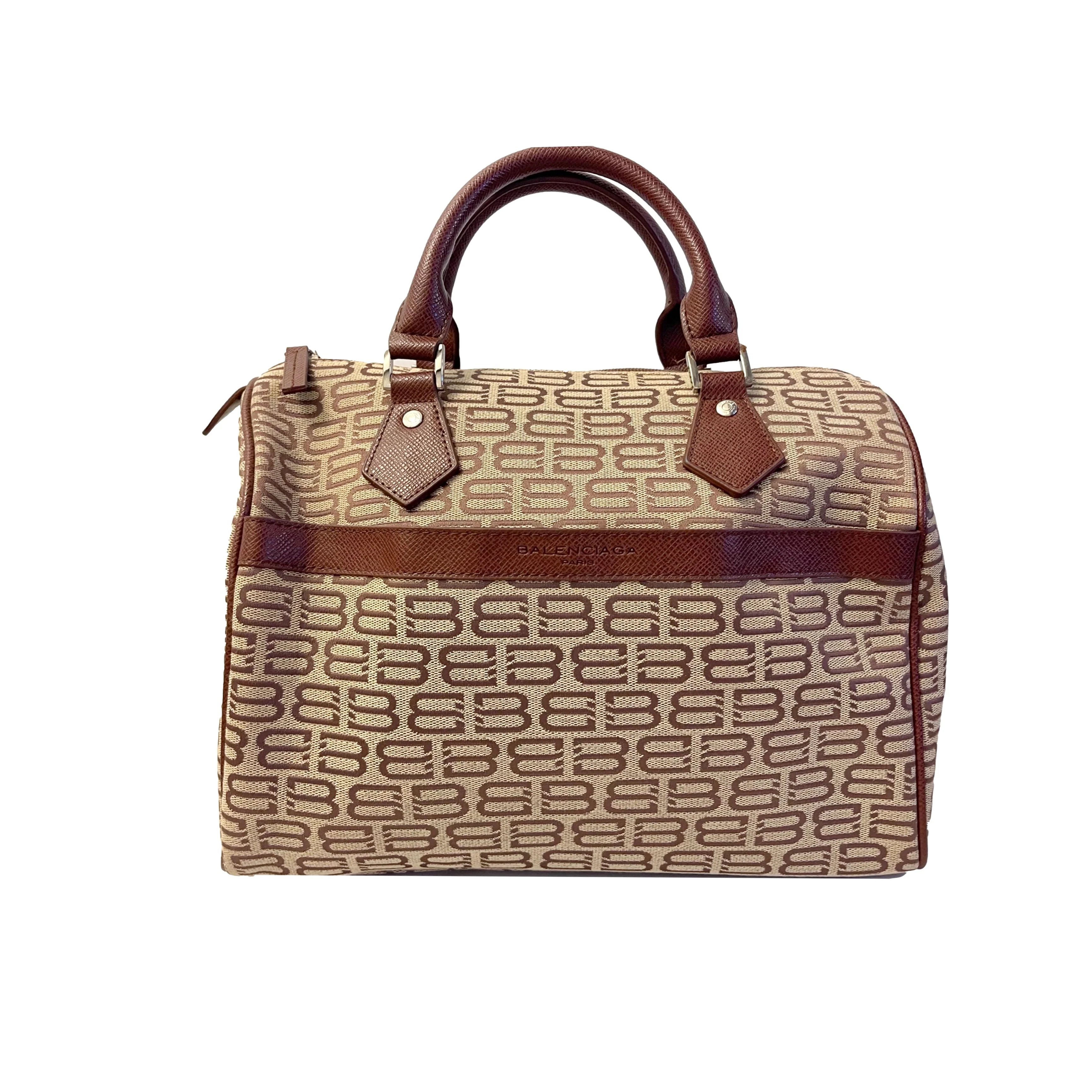 Balenciaga Brown Logo Boston Bag - Image 2