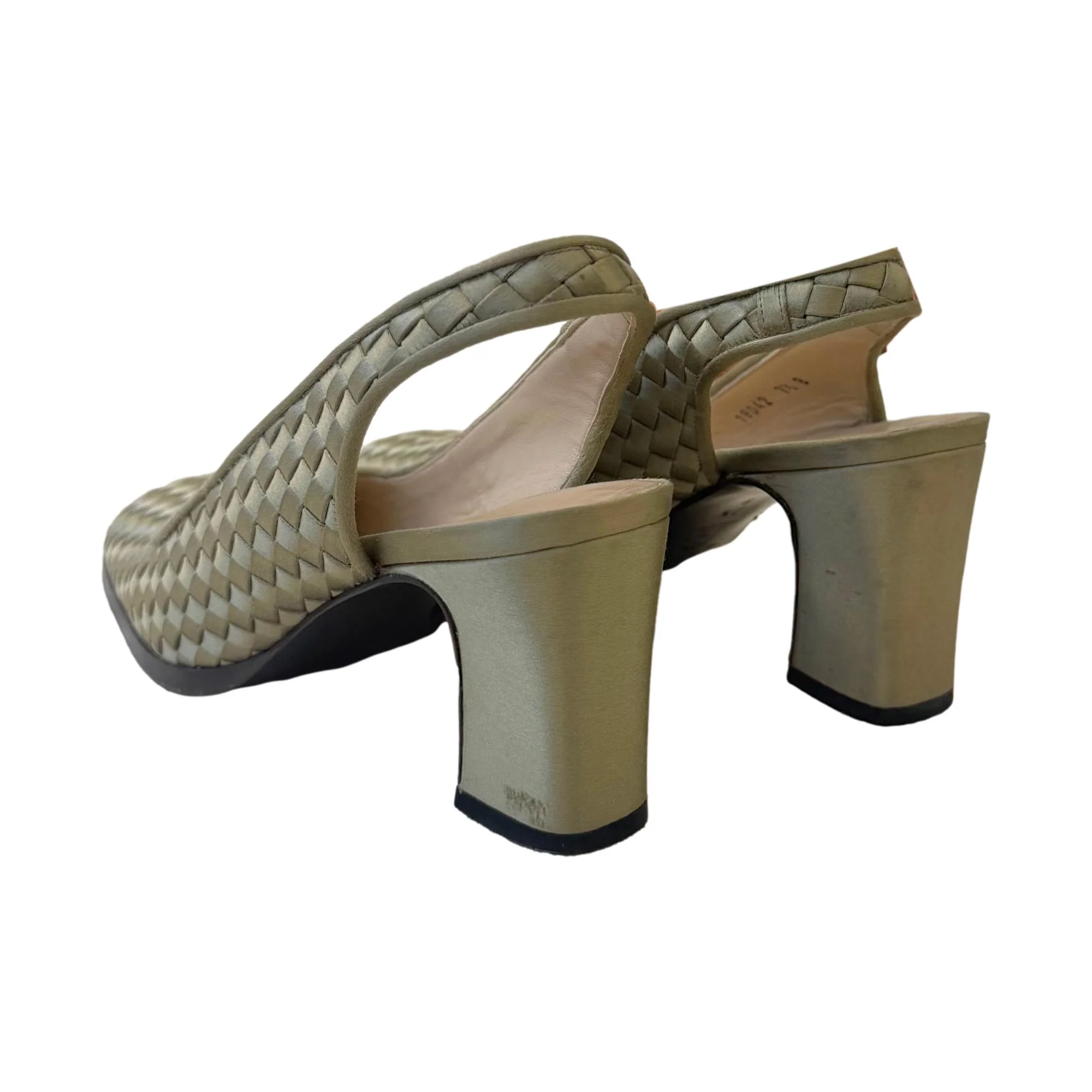 Bottega Veneta Light Olive Woven Mules - Image 3