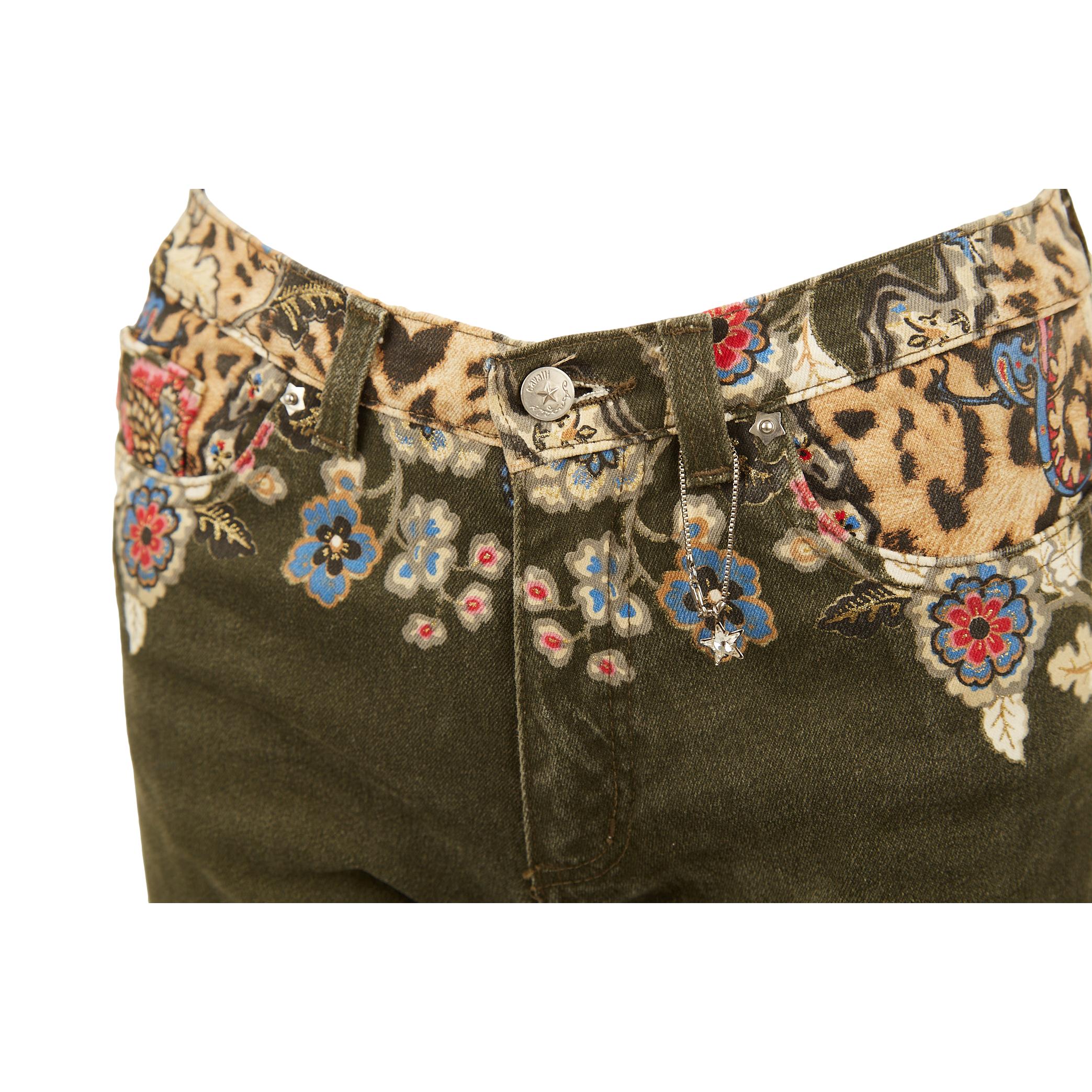 Cavalli Floral Cheetah Print Pants - Image 3
