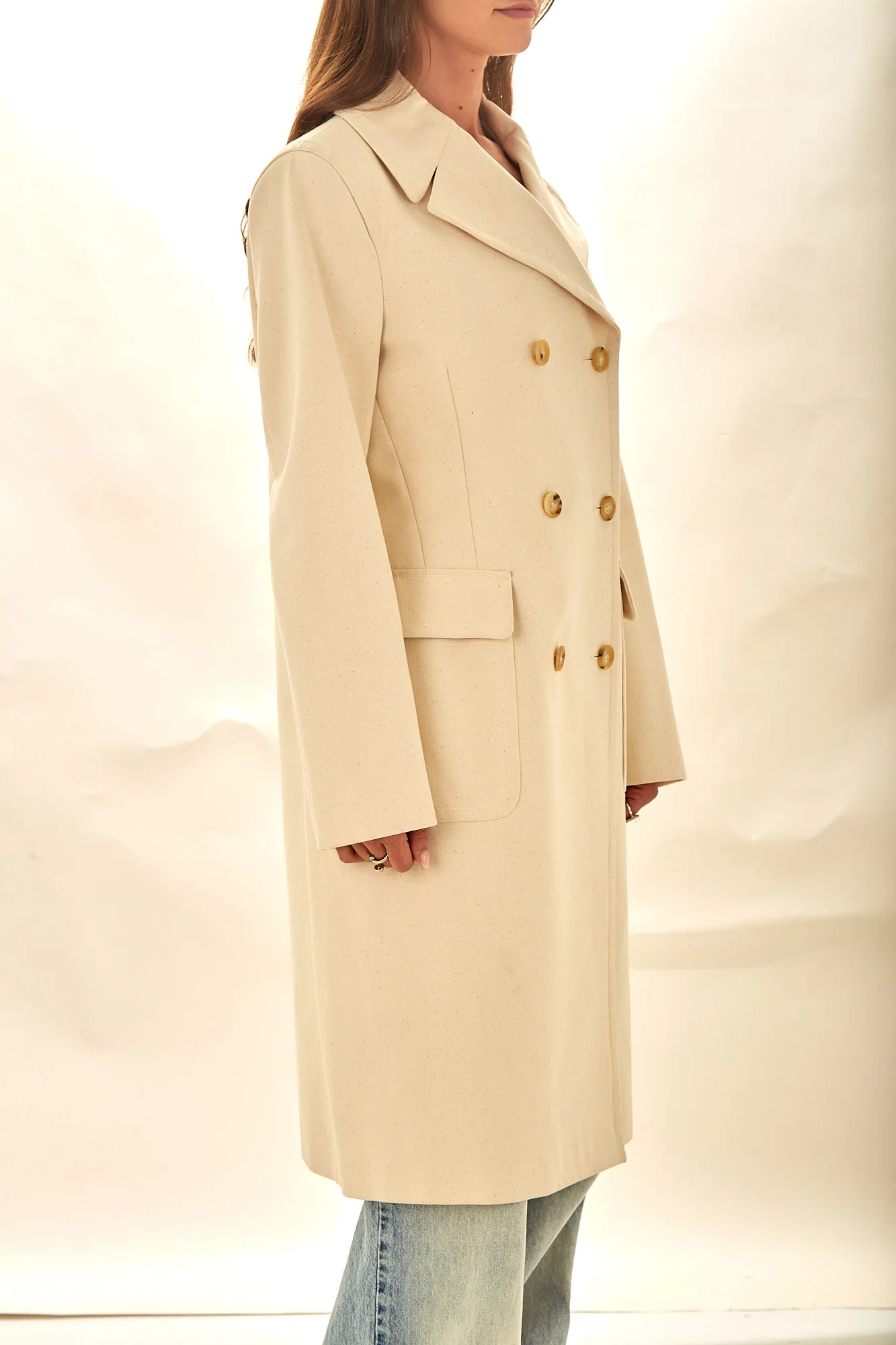 Celine Canvas Logo Button Coat - Image 3