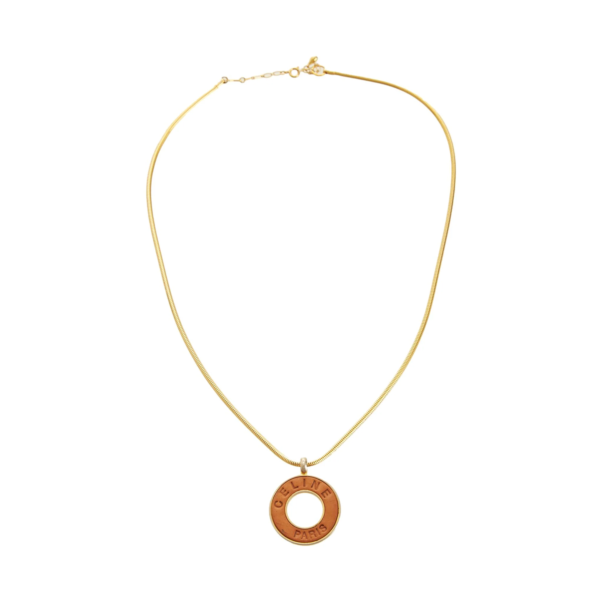 Celine Gold Ring Logo Necklace