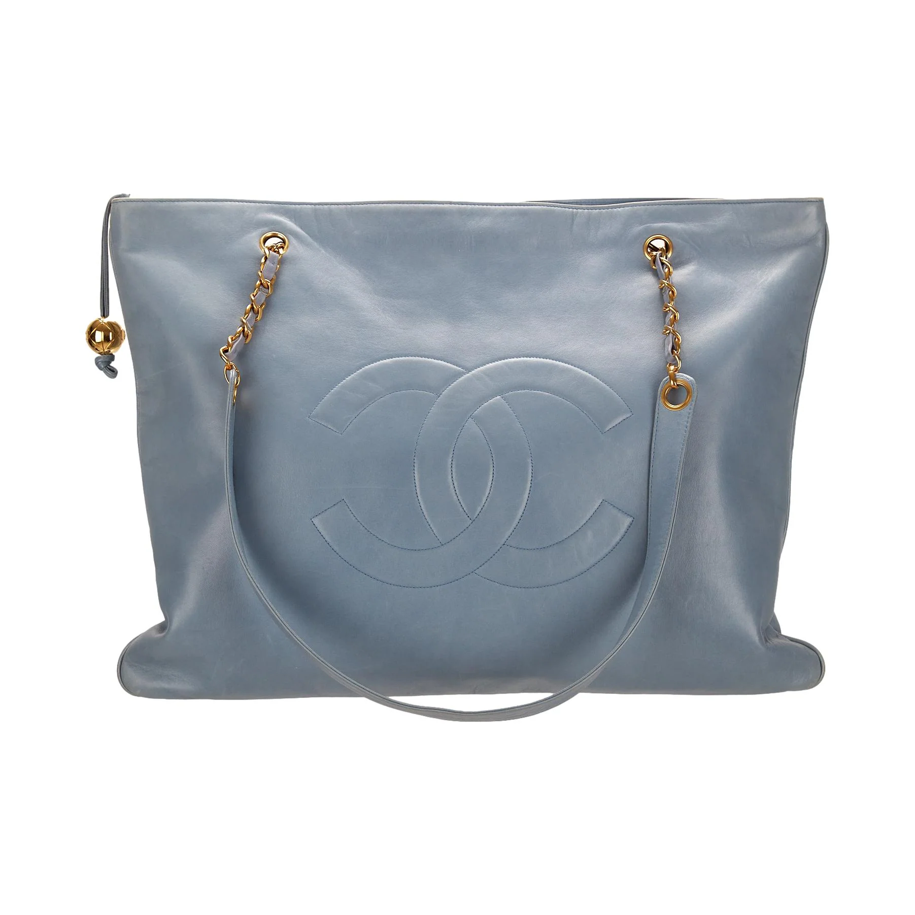 Chanel Baby Blue Jumbo Logo Tote
