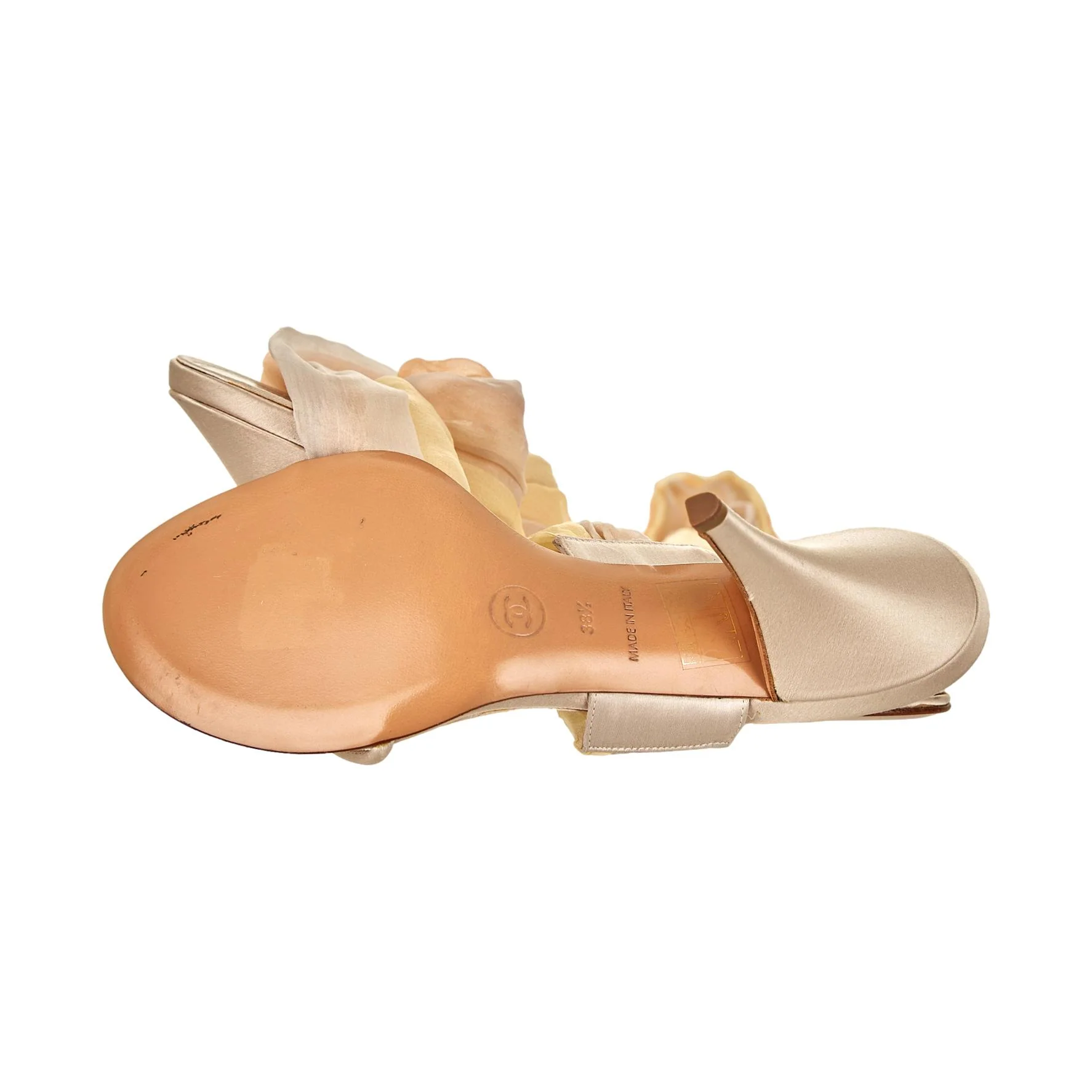 Chanel Baby Pink Quilted Wrap Heels - Image 3