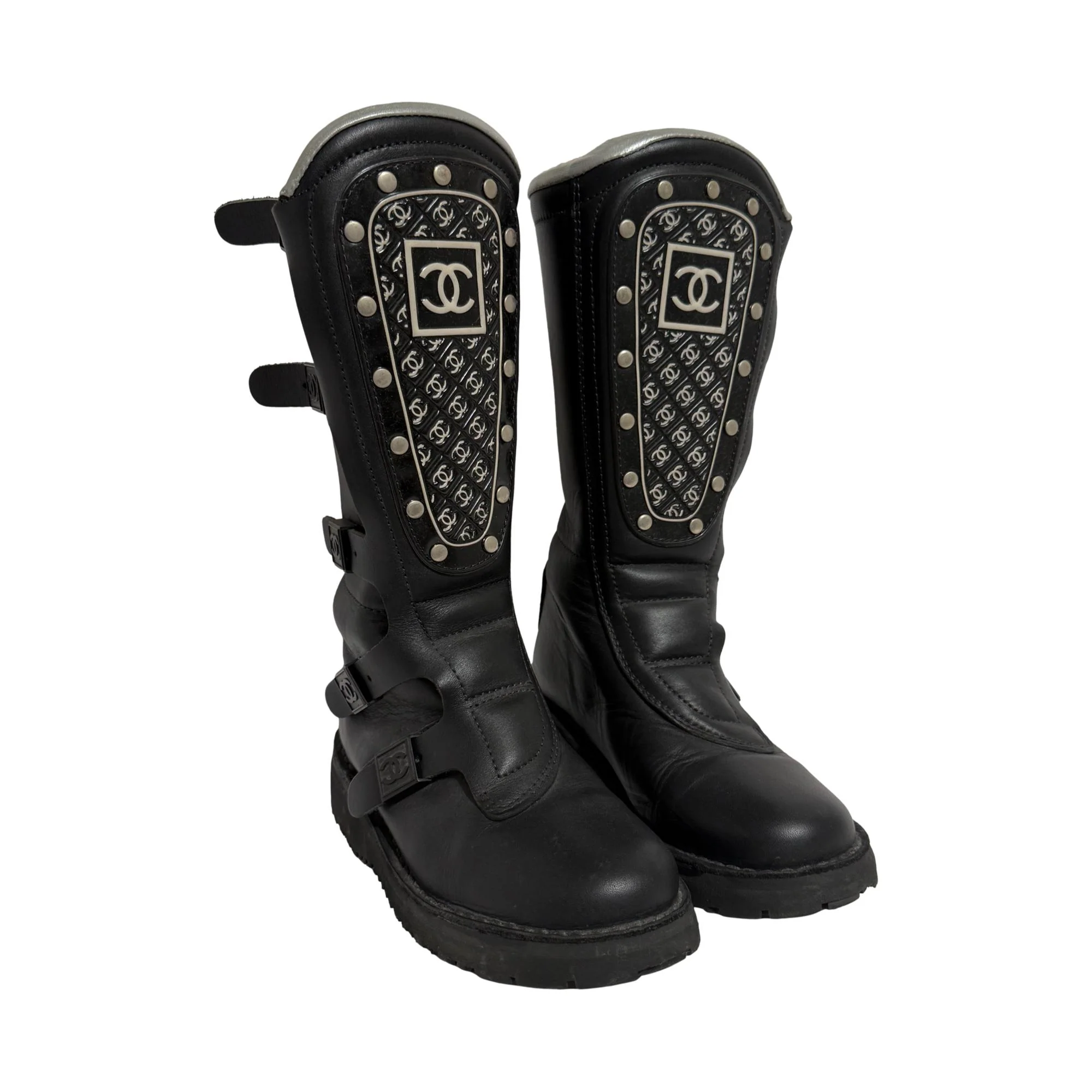 Chanel Black 2003 Motorcycle Boots