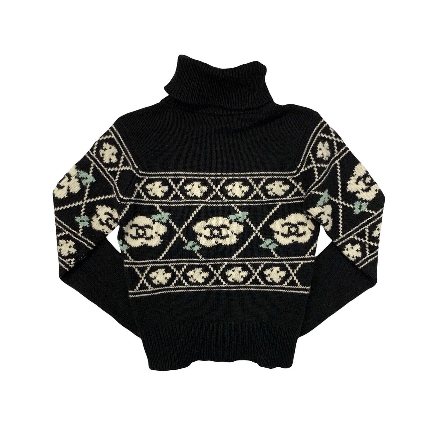 Chanel Black Camellia Logo Sweater - Image 2