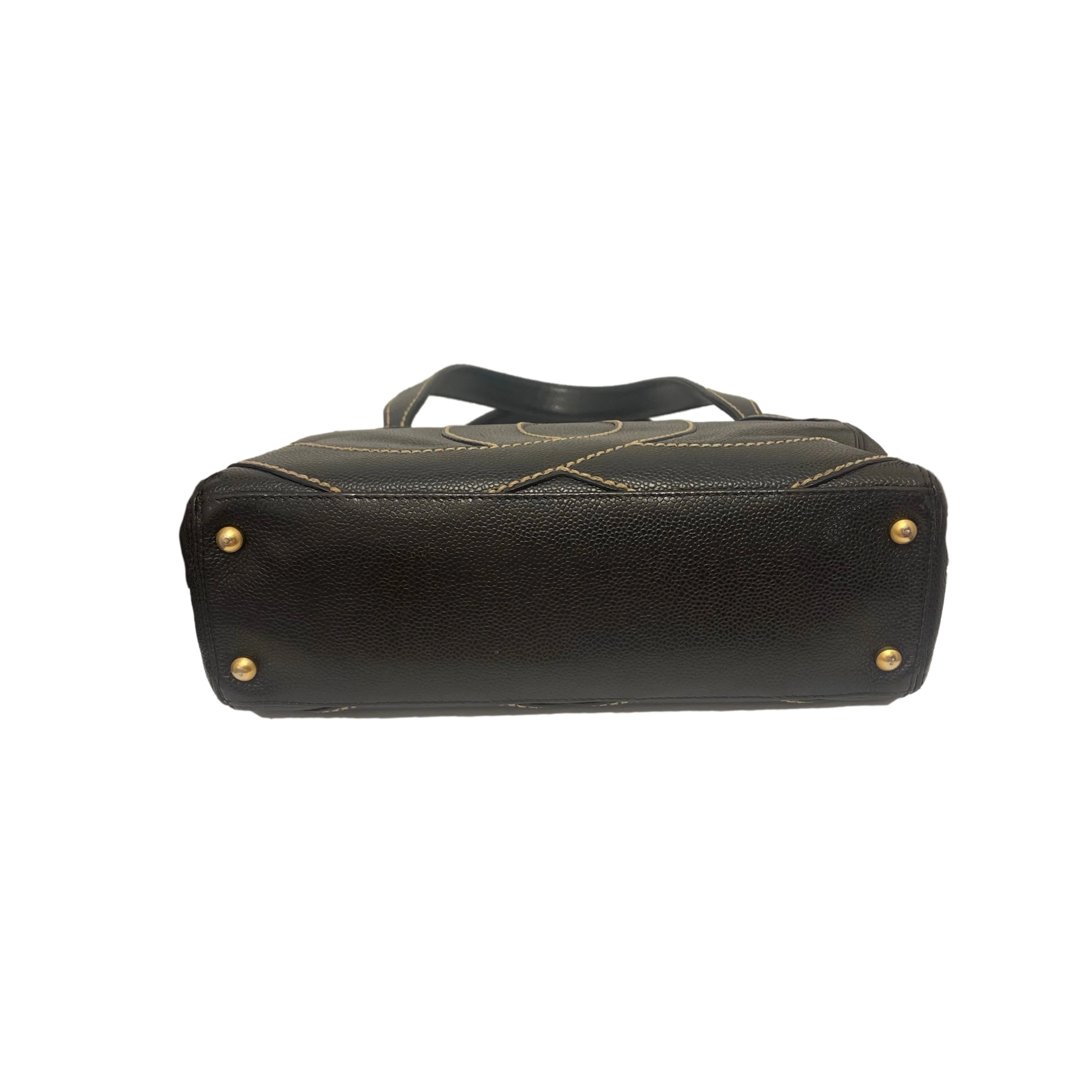 Chanel Black Caviar Logo Shoulder Bag - Image 3
