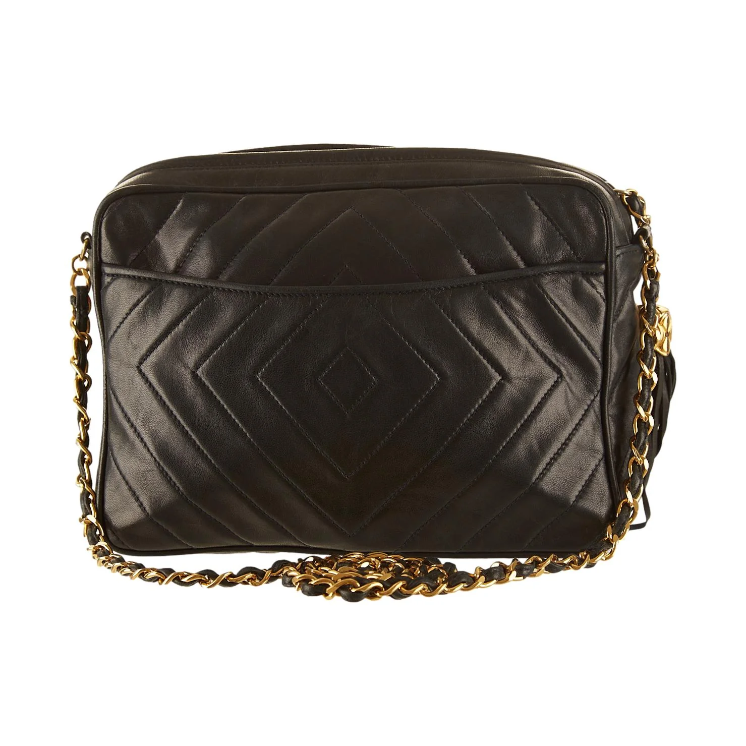 Chanel Black Chevron Logo Chain Shoulder Bag - Image 2