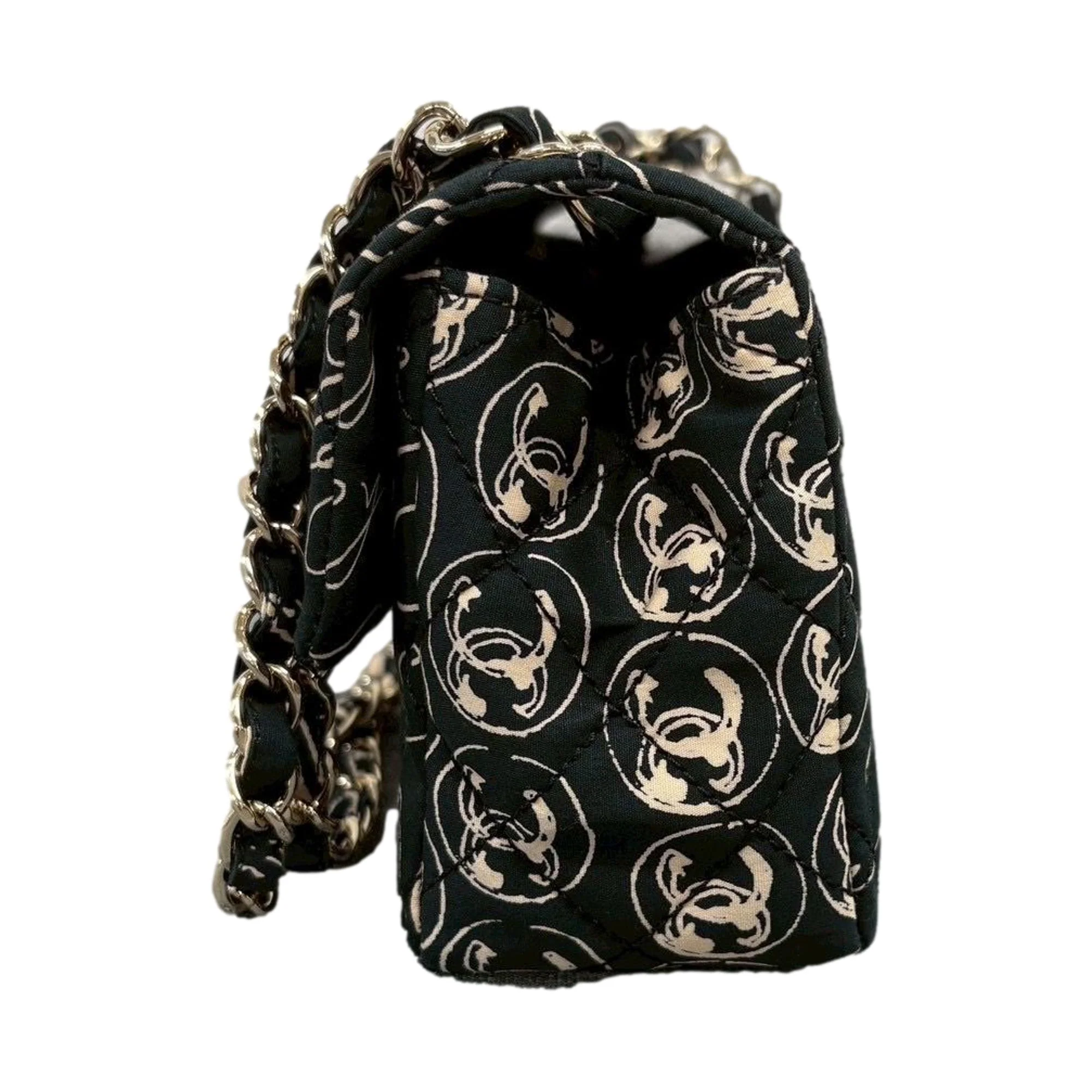 Chanel Black Coco Print Flap Bag - Image 4