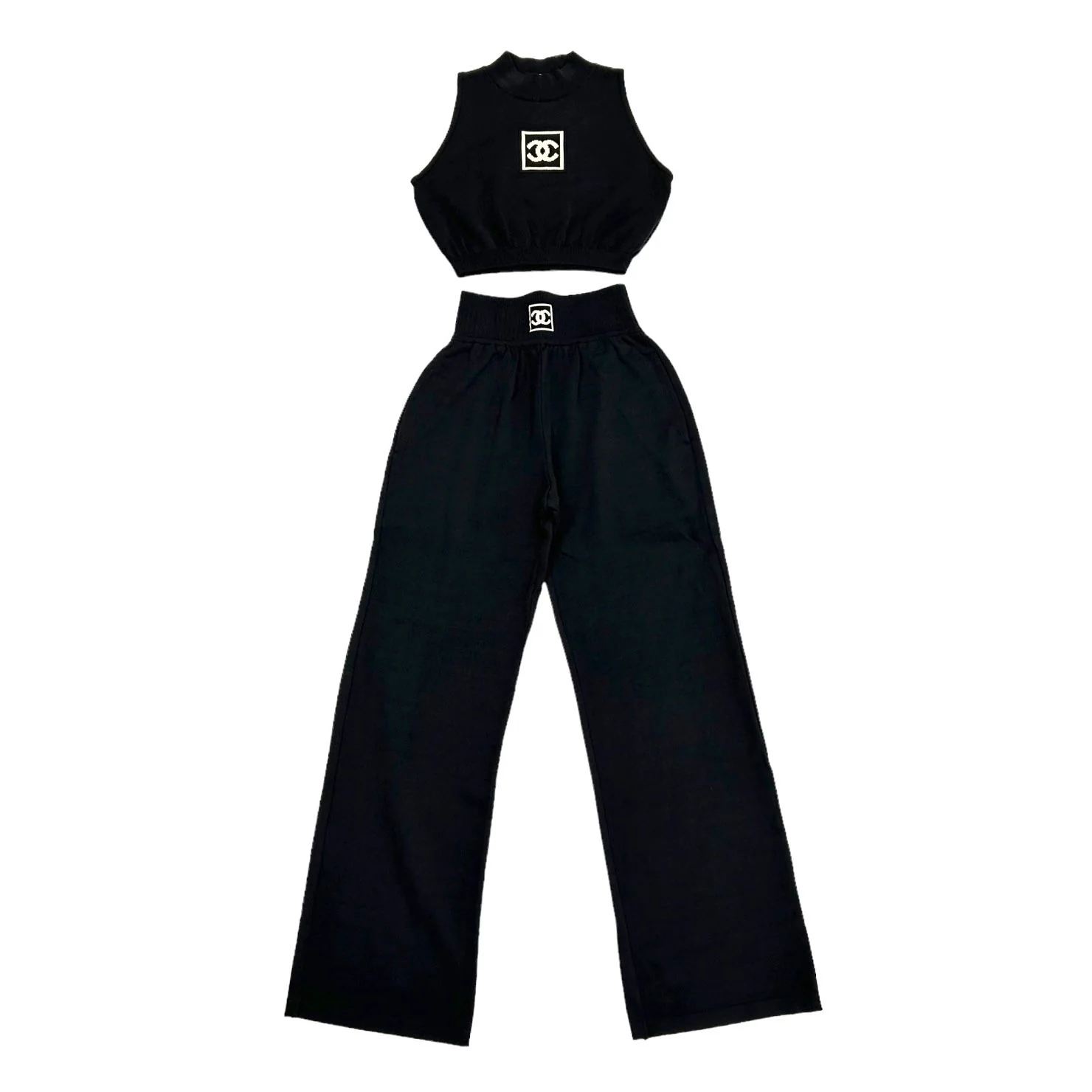 Chanel Black Cropped Sport Logo Set - Image 3