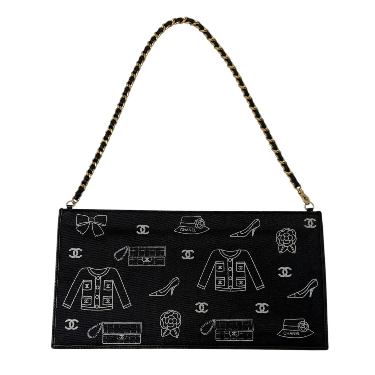 Chanel Black Icon Chain Logo Bag