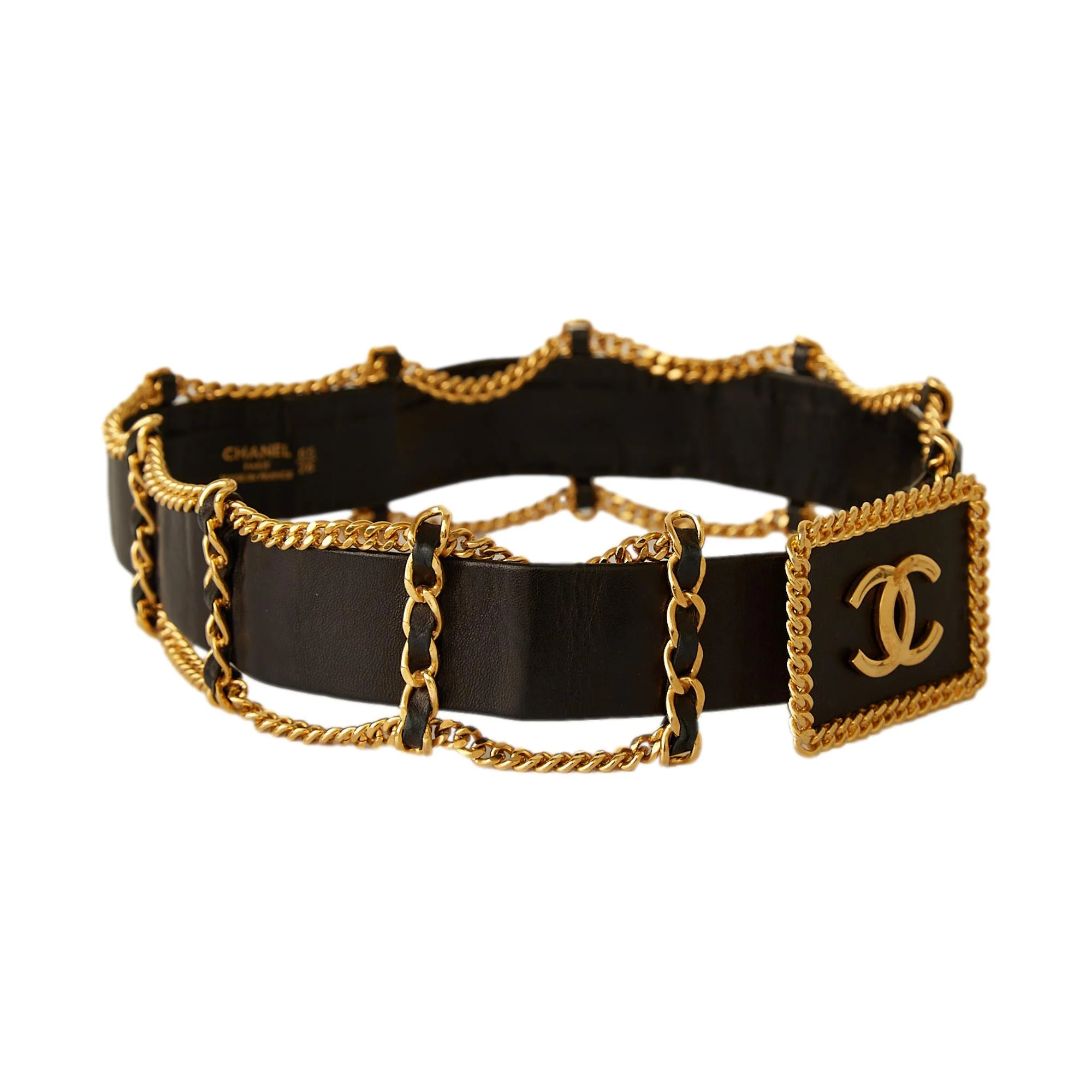 Chanel Black Leather Chain Belt - Image 2