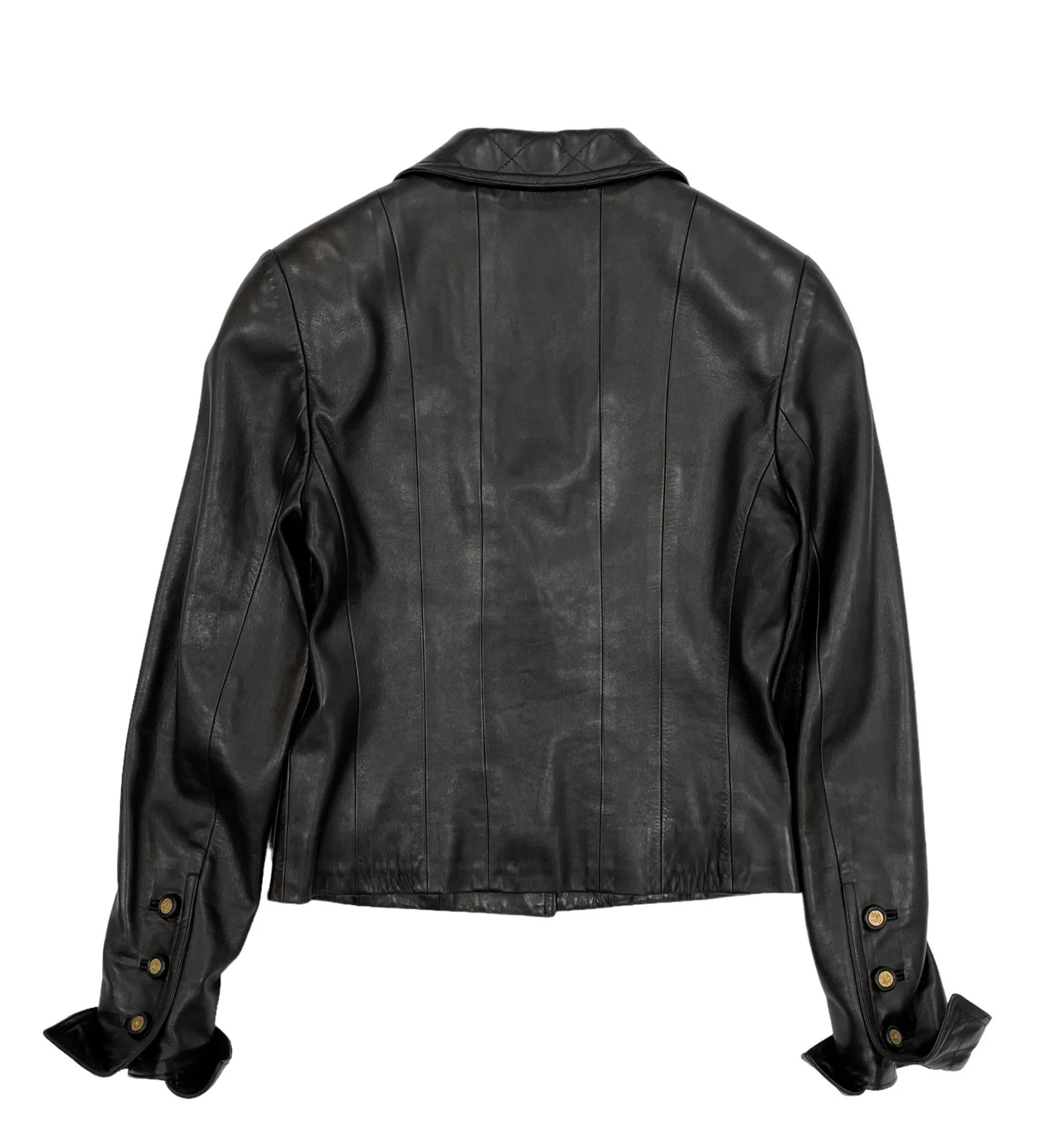 Chanel Black Leather Logo Jacket - Image 2
