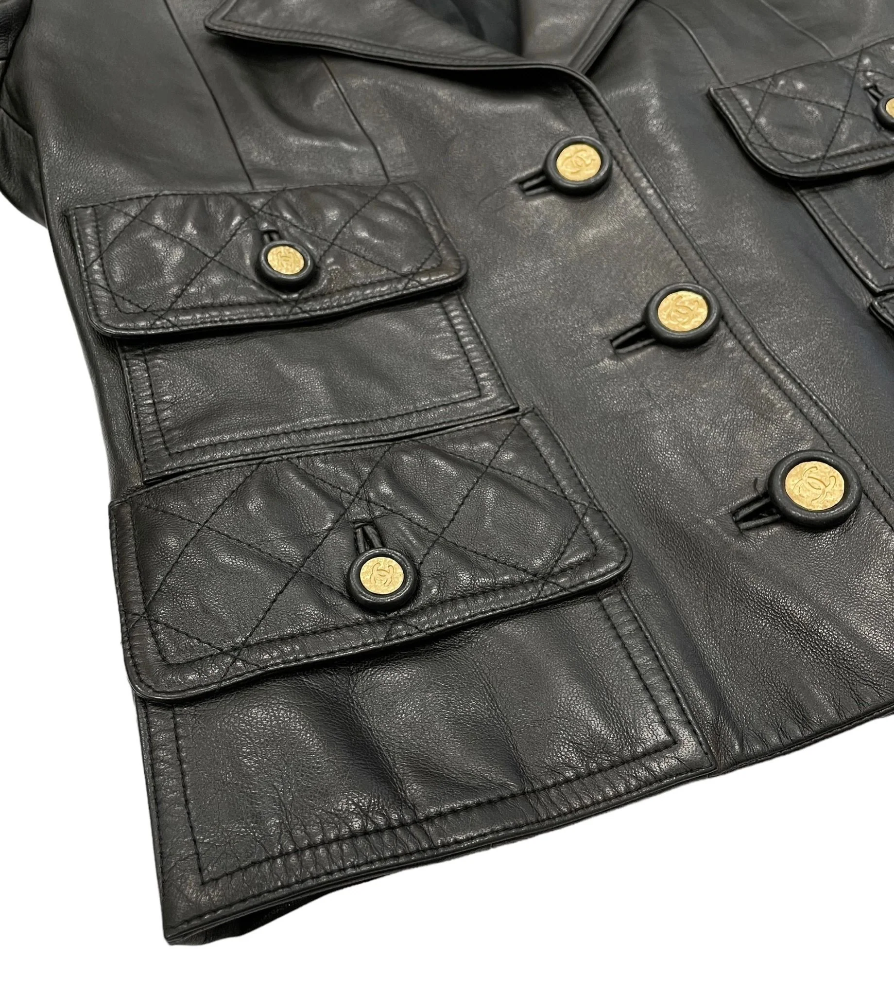 Chanel Black Leather Logo Jacket - Image 3