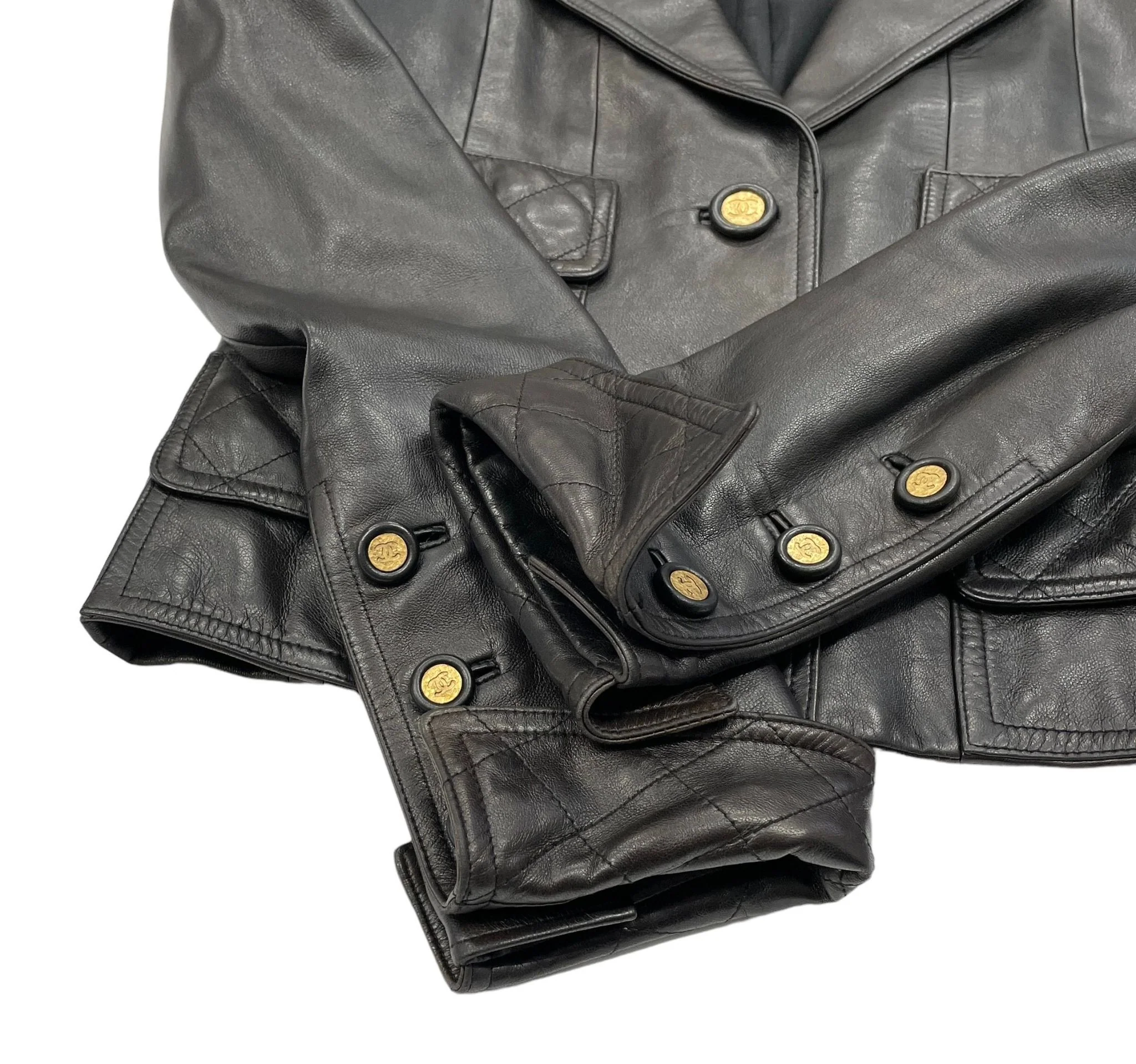 Chanel Black Leather Logo Jacket - Image 4