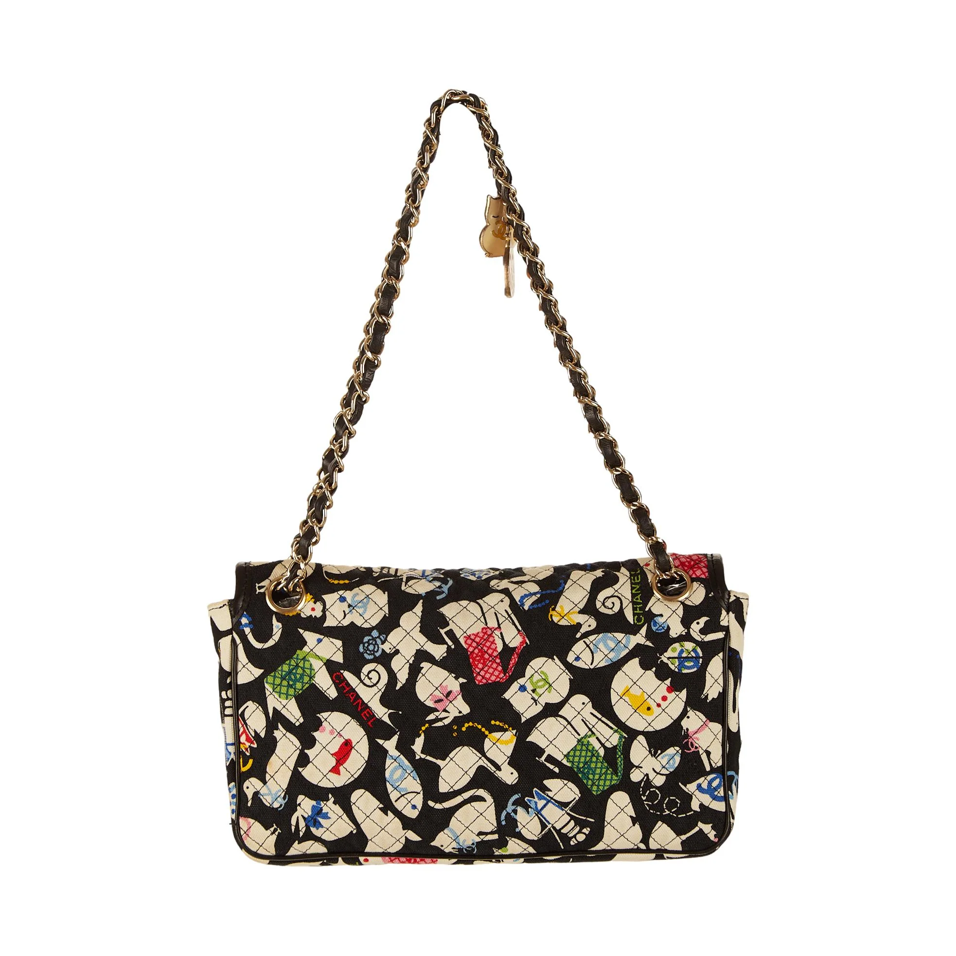 Chanel Black Logo Animal Print Shoulder Bag - Image 2