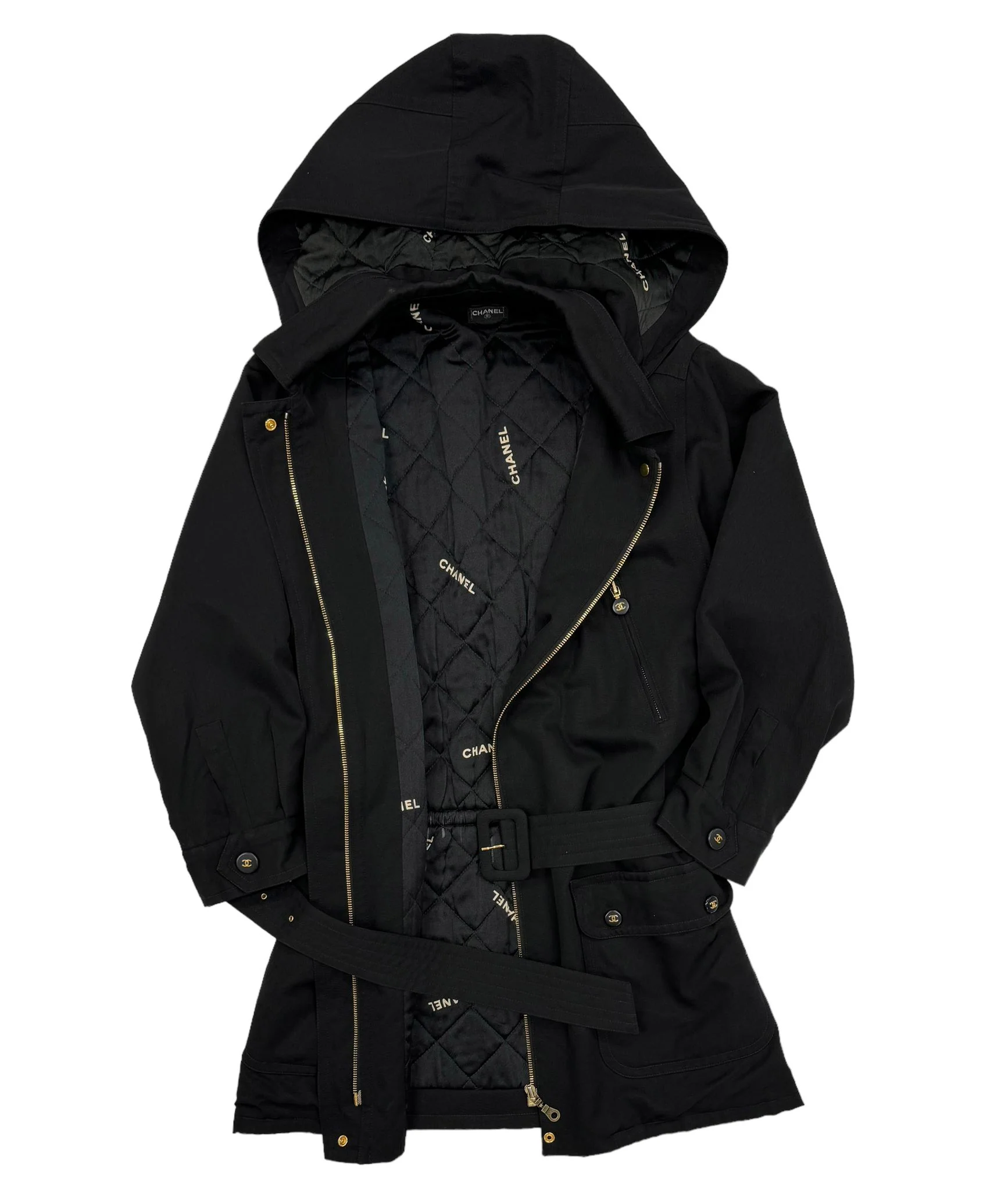 Chanel Black Logo Belted Jacket
