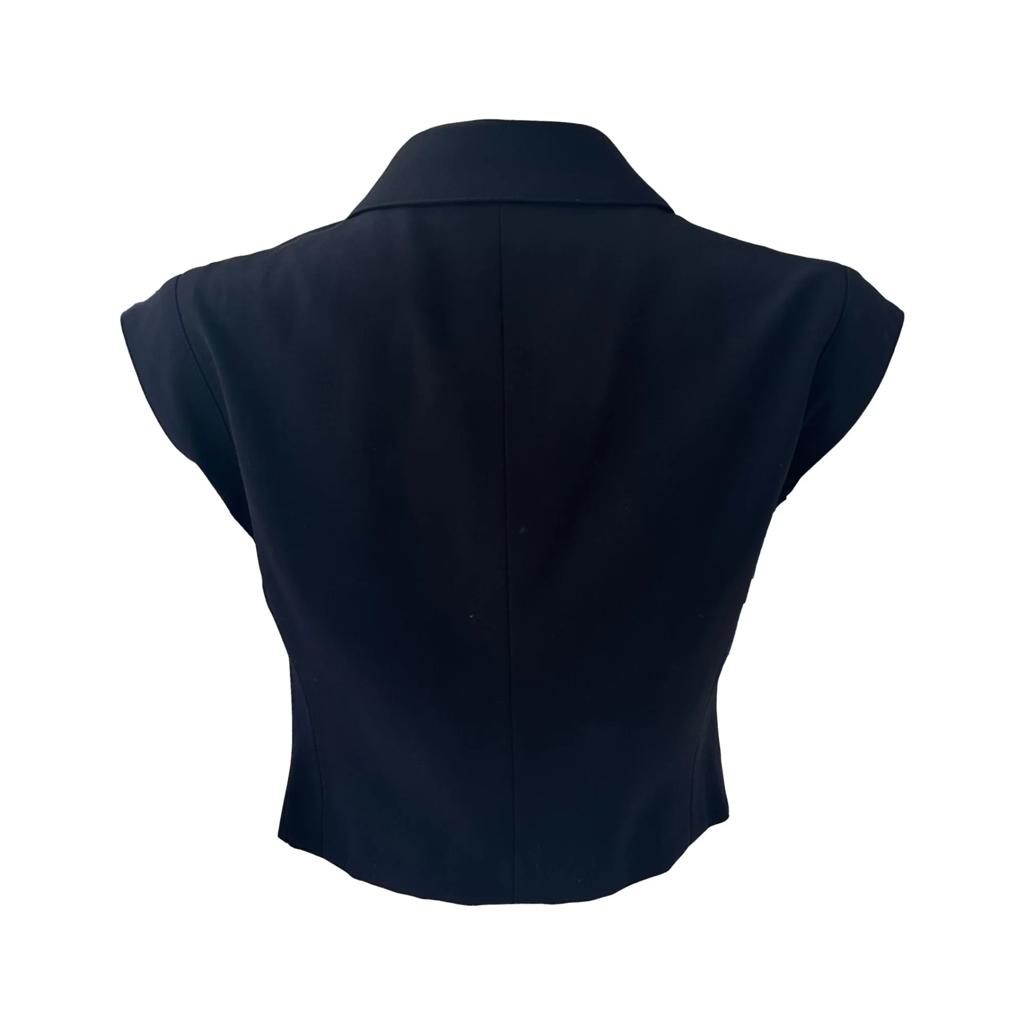 Chanel Navy Logo Button Cropped Vest - Image 2