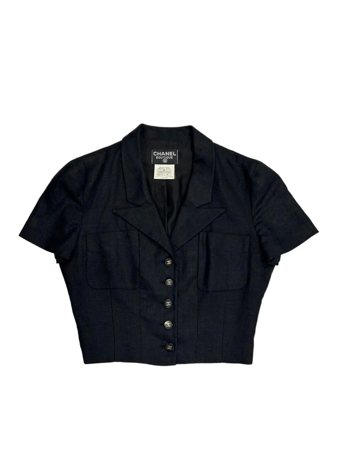 Chanel Black Logo Button Shirt Jacket