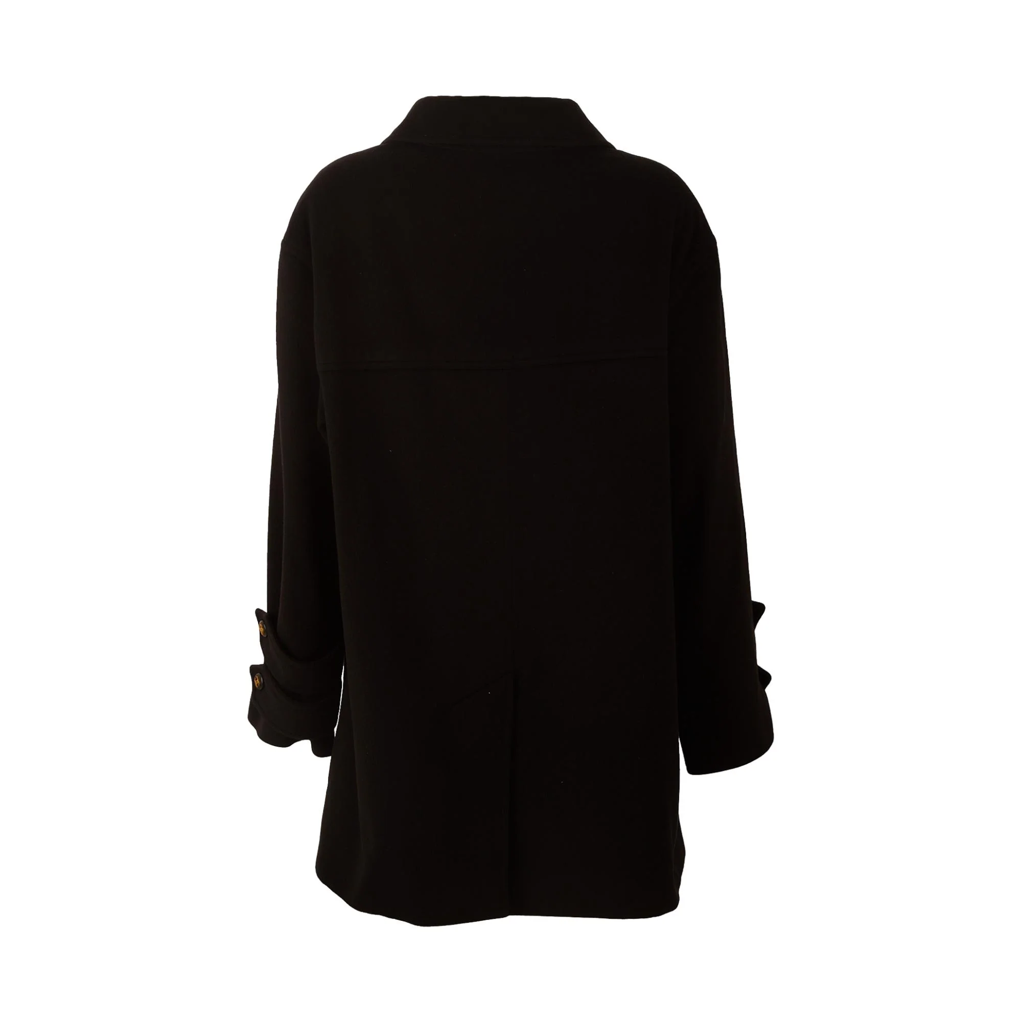 Chanel Black Logo Button Coat - Image 2