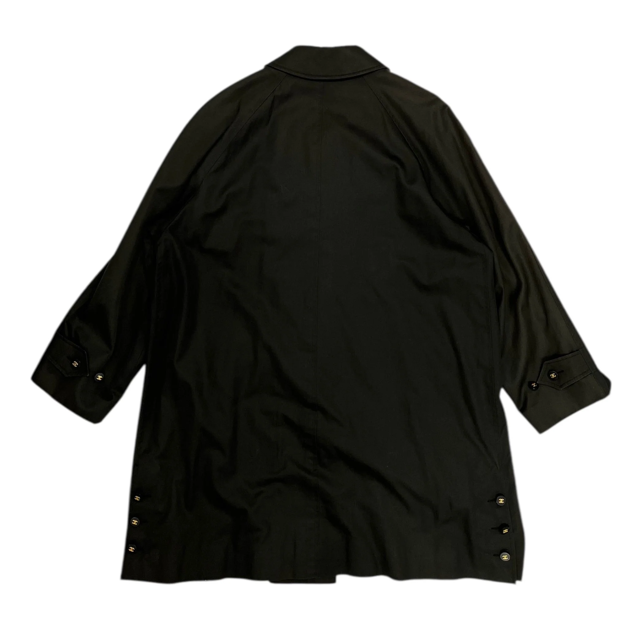 Chanel Black Logo Button Trench Coat - Image 2
