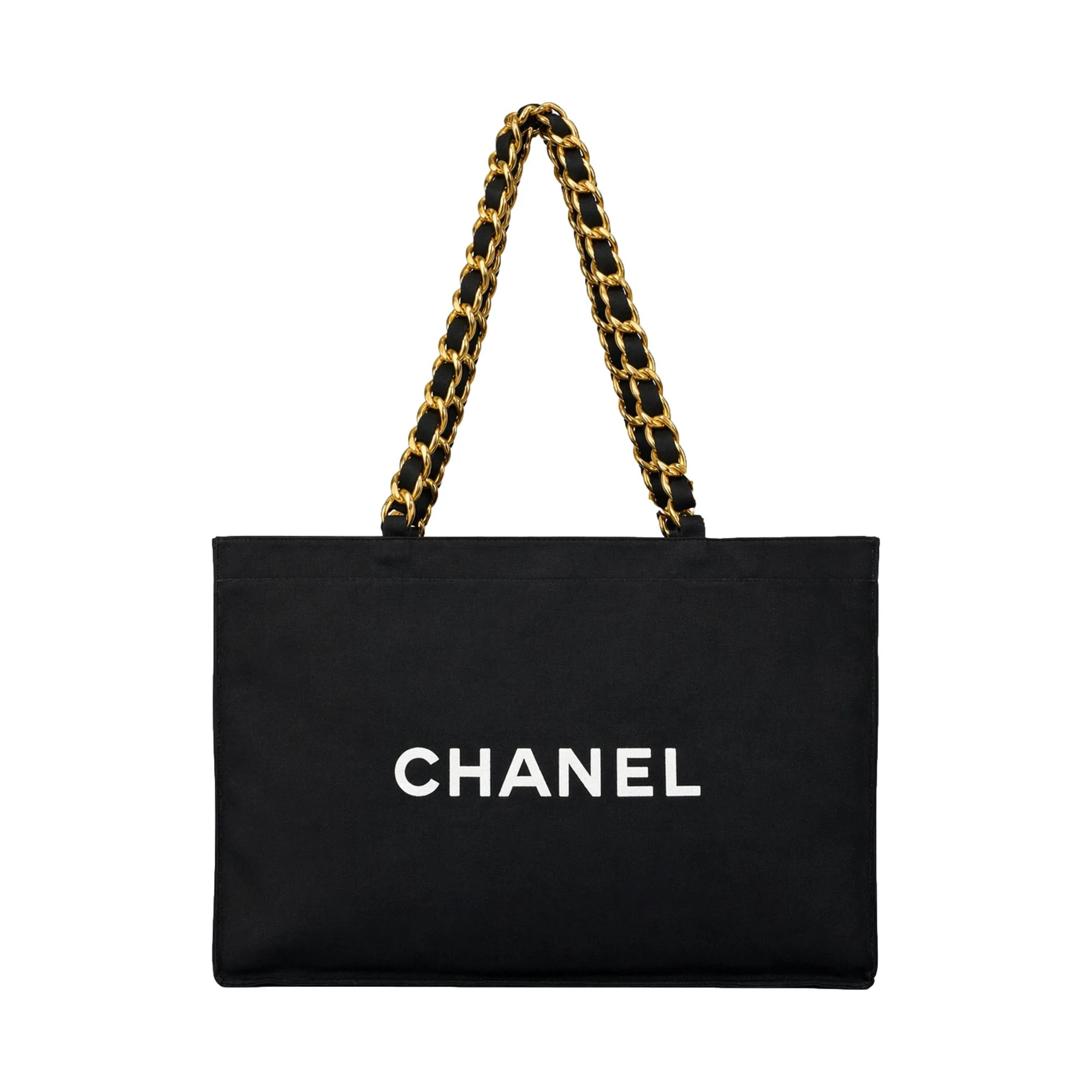 Chanel Black Logo Chain Tote - Image 2