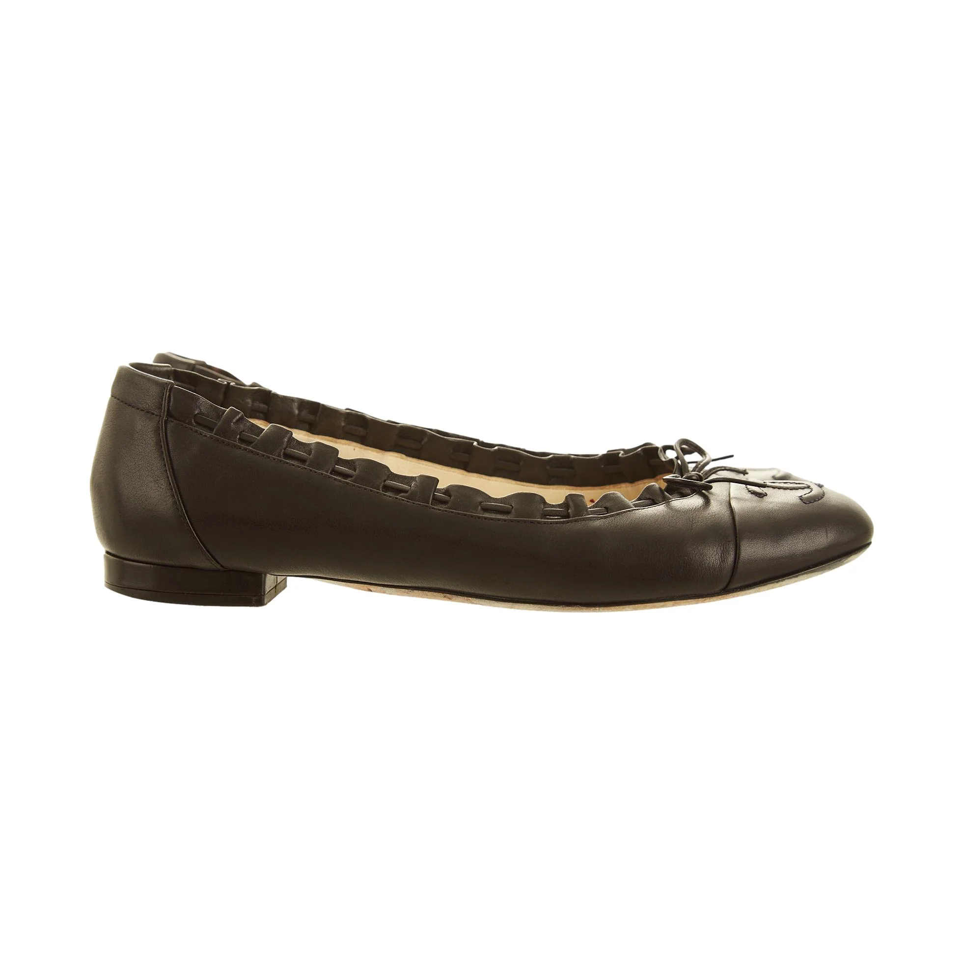 Chanel Black Logo Flats - Image 2