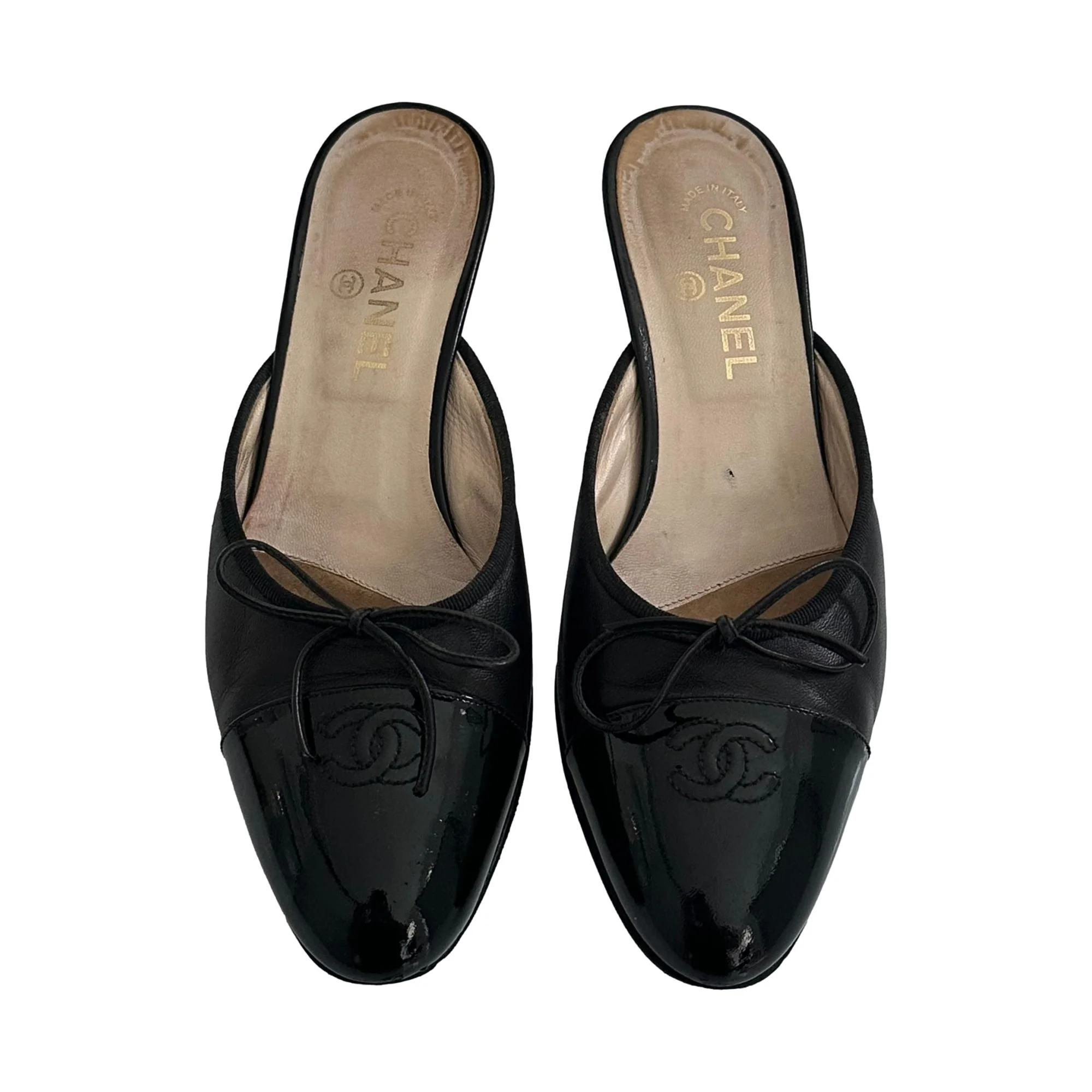 Chanel Black Logo Mules