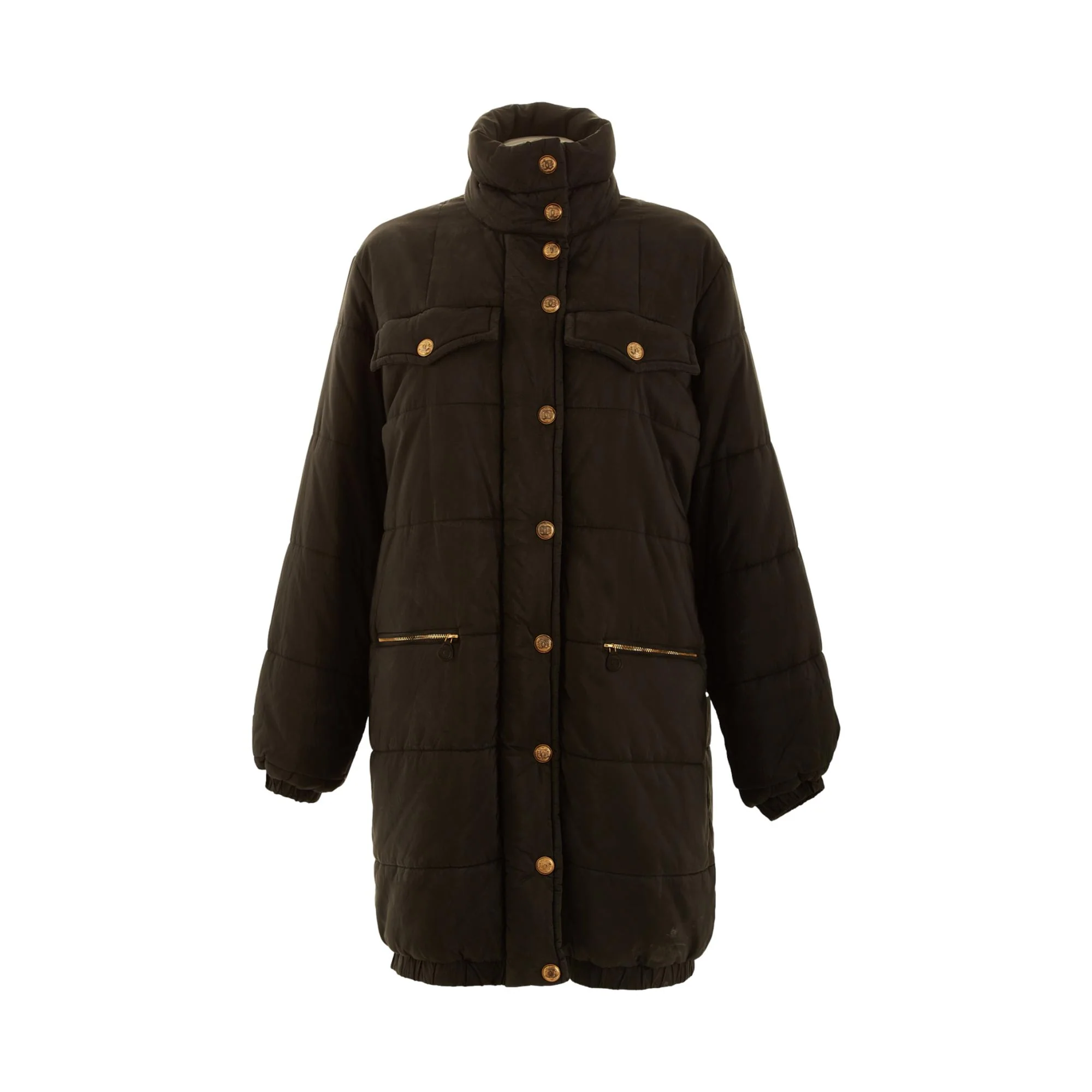 Chanel Black Logo Puffer Coat