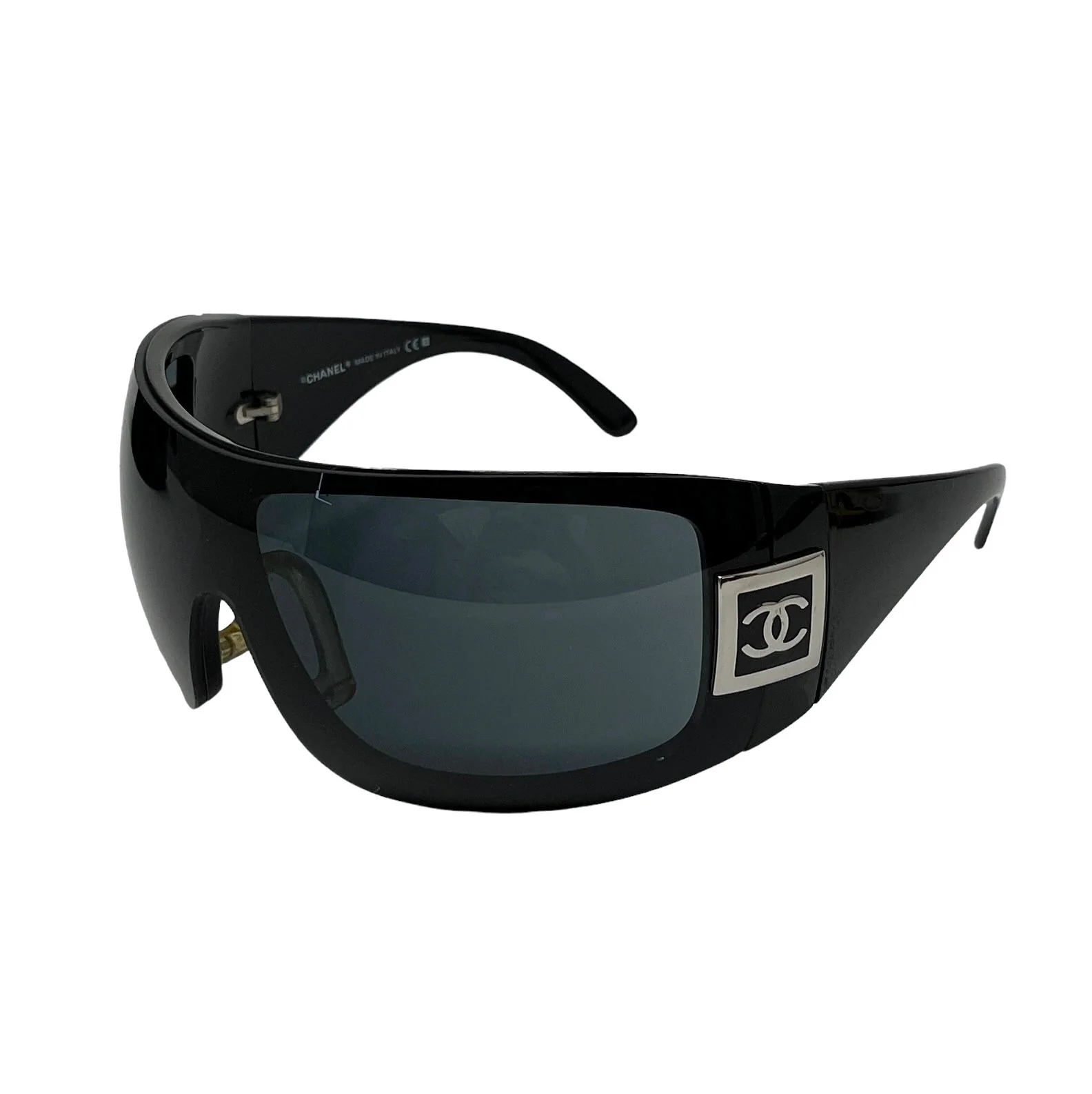 Chanel Black Logo Shield Sunglasses