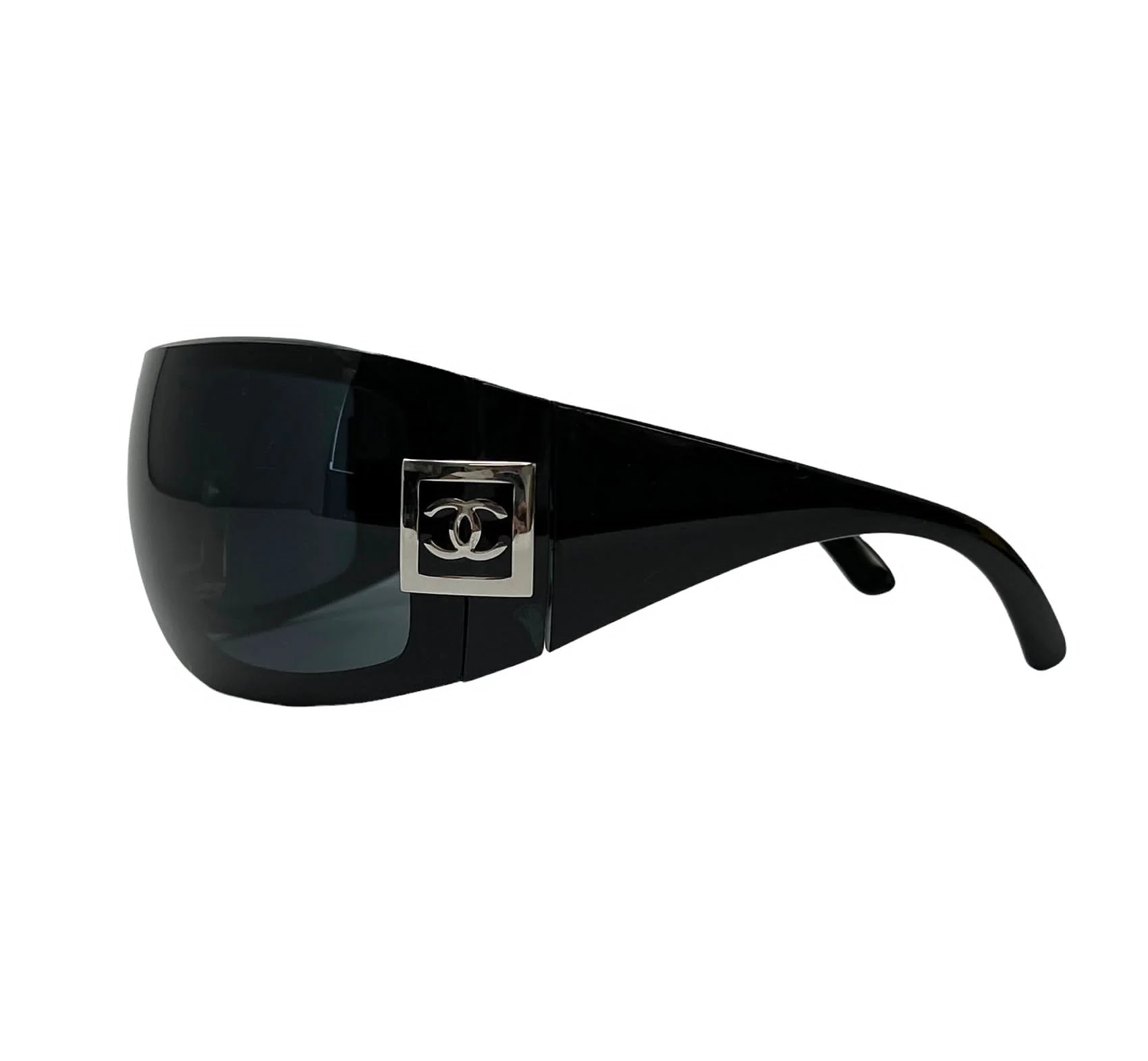 Chanel Black Logo Shield Sunglasses - Image 2