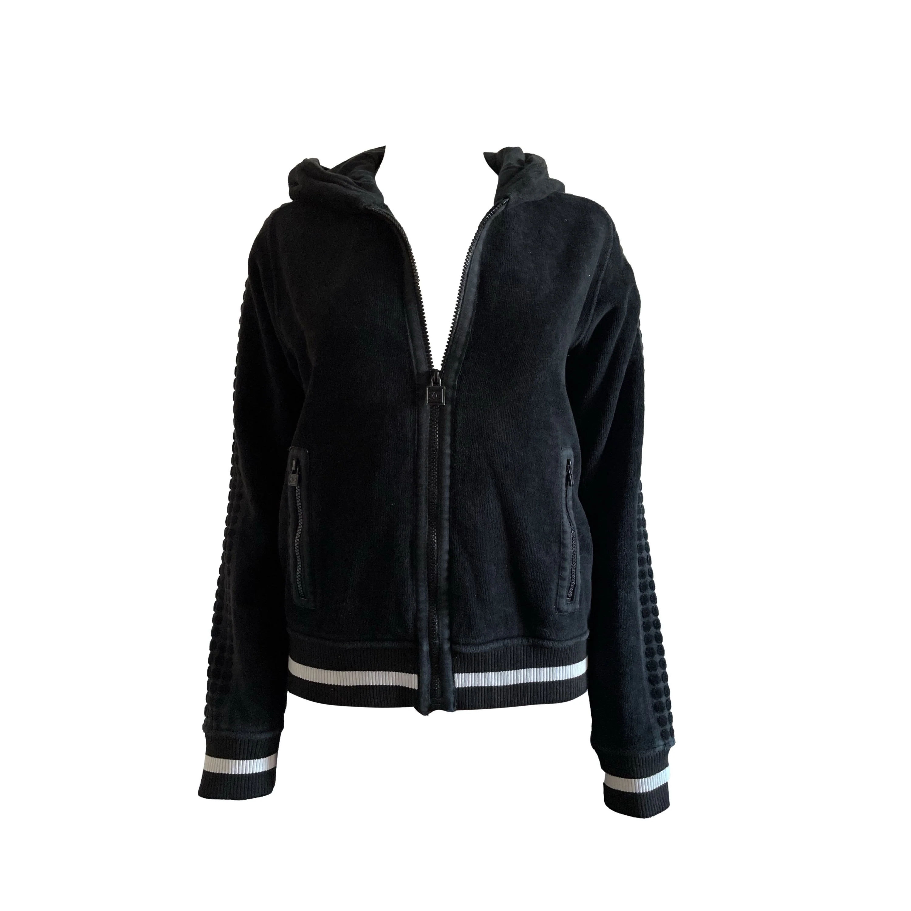 Chanel Black Logo Terry Jacket