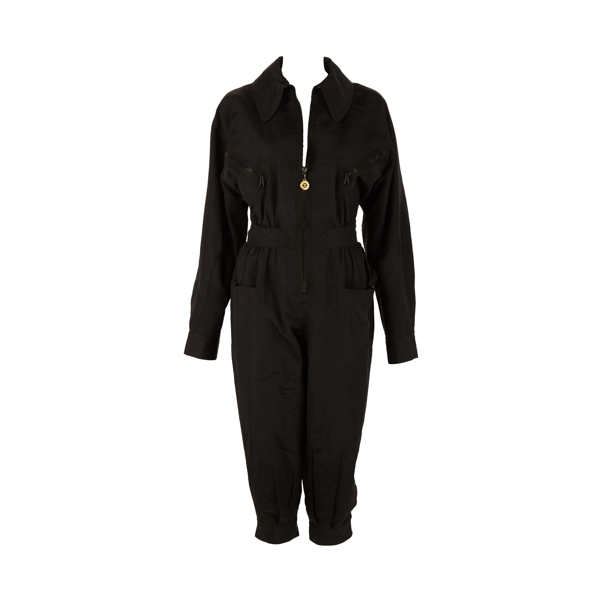 Chanel Black Logo Zipper Snow Suit