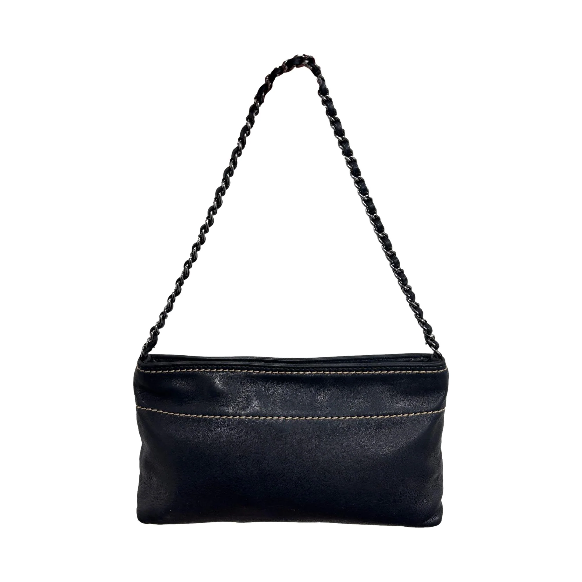 Chanel Black Mini Chain Logo Bag - Image 2