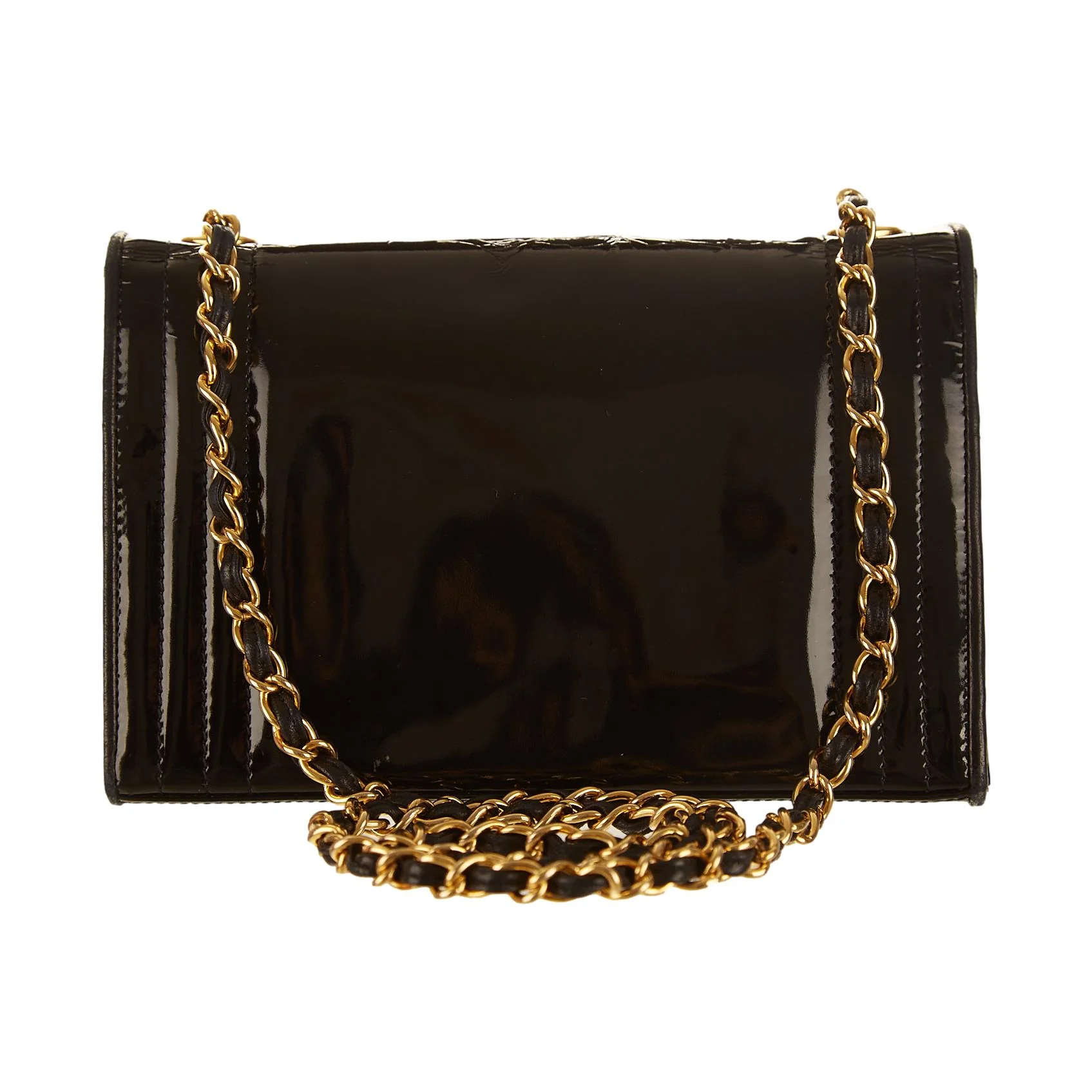 Chanel Black Patent Chain Shoulder Bag - Image 2