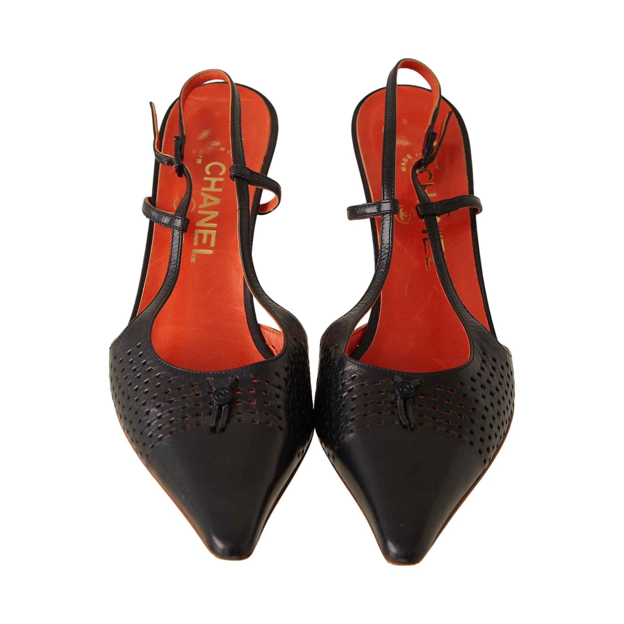 Chanel Black Perforated Heels - Image 2
