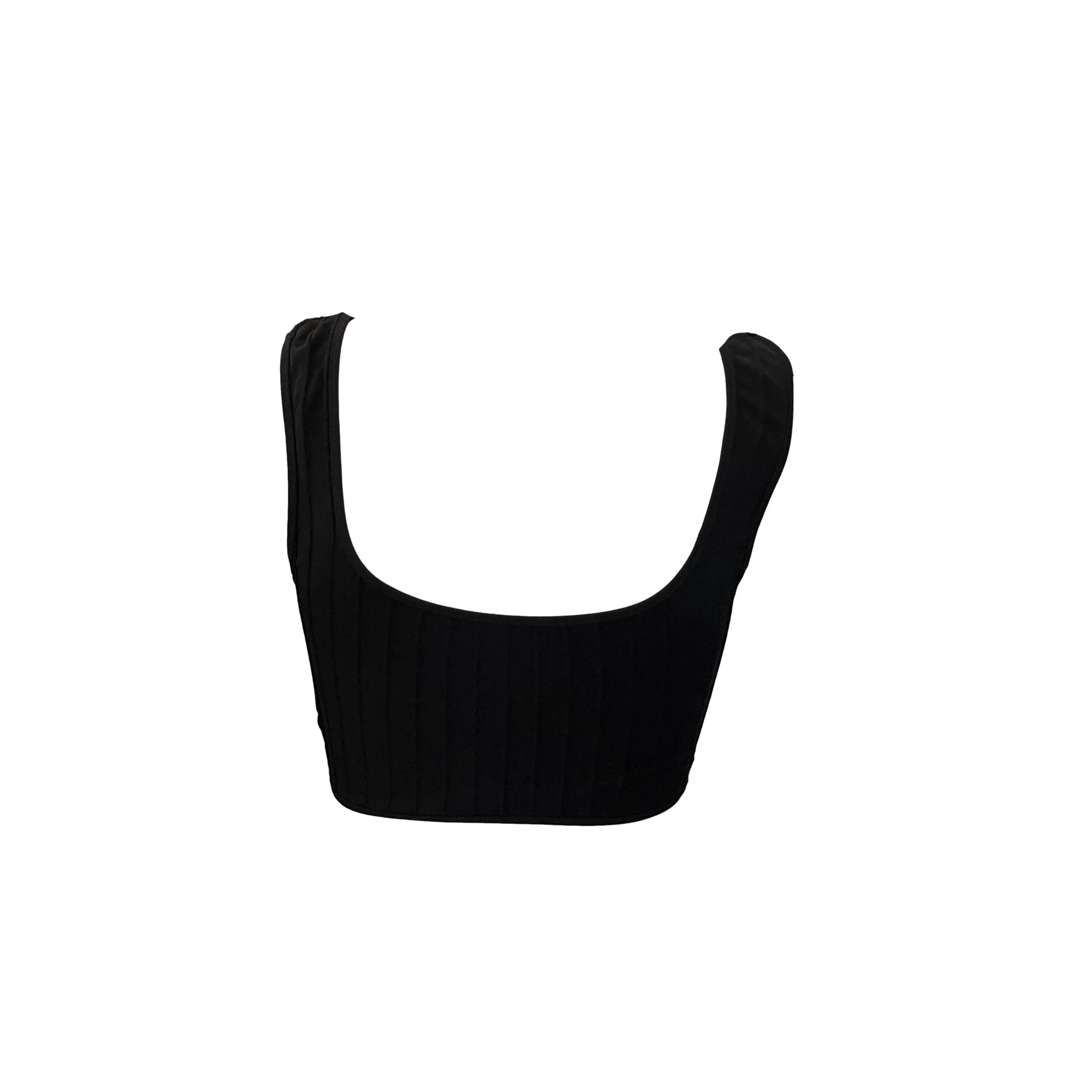 Chanel Black Ribbed Crop Top - Image 3