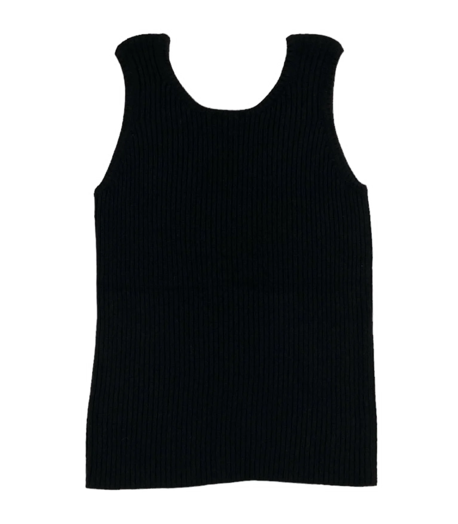 Chanel Black Ribbed Logo Tank Top - Image 2