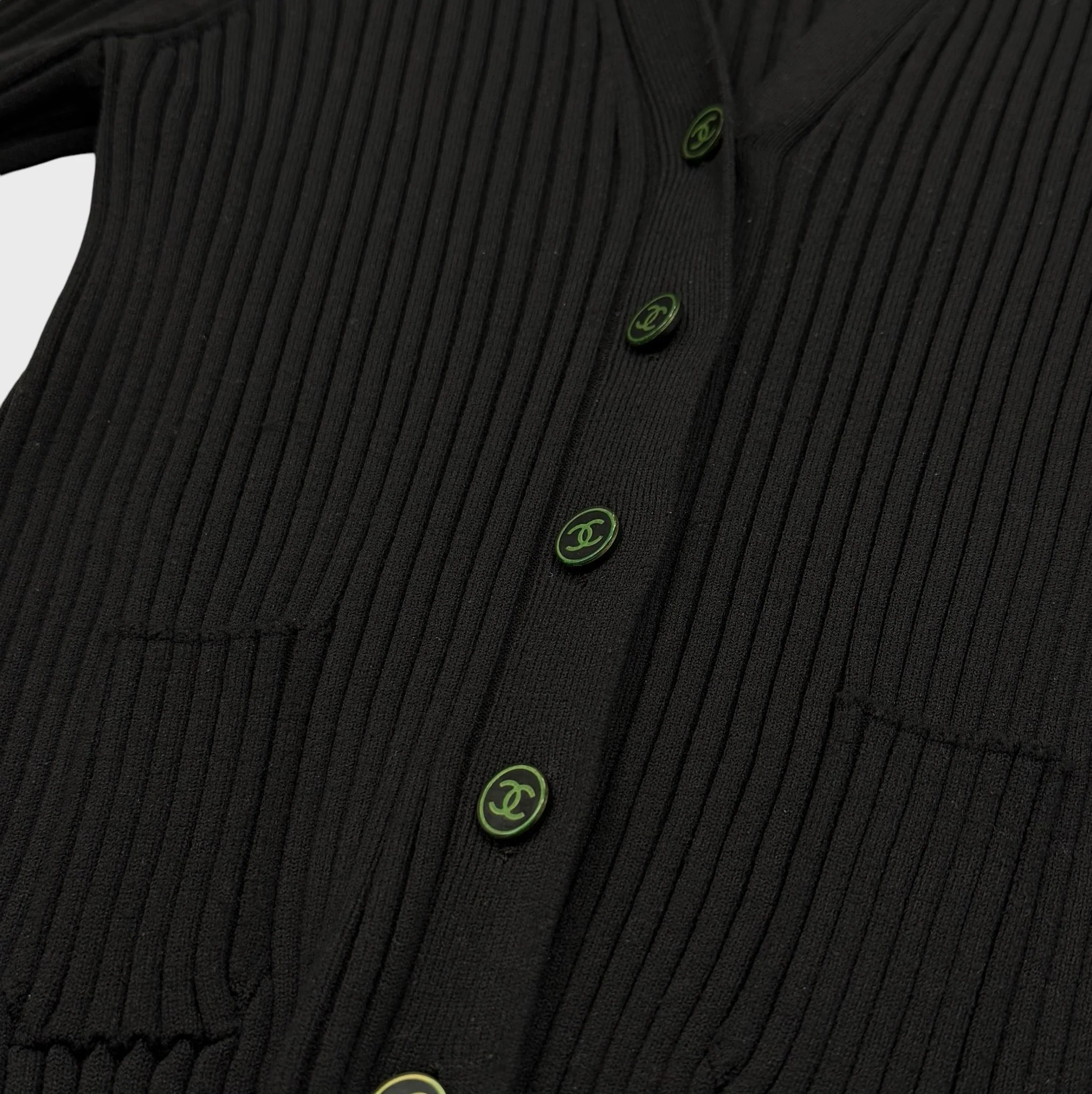 Chanel Black Ribbed Long Cardigan - Image 3