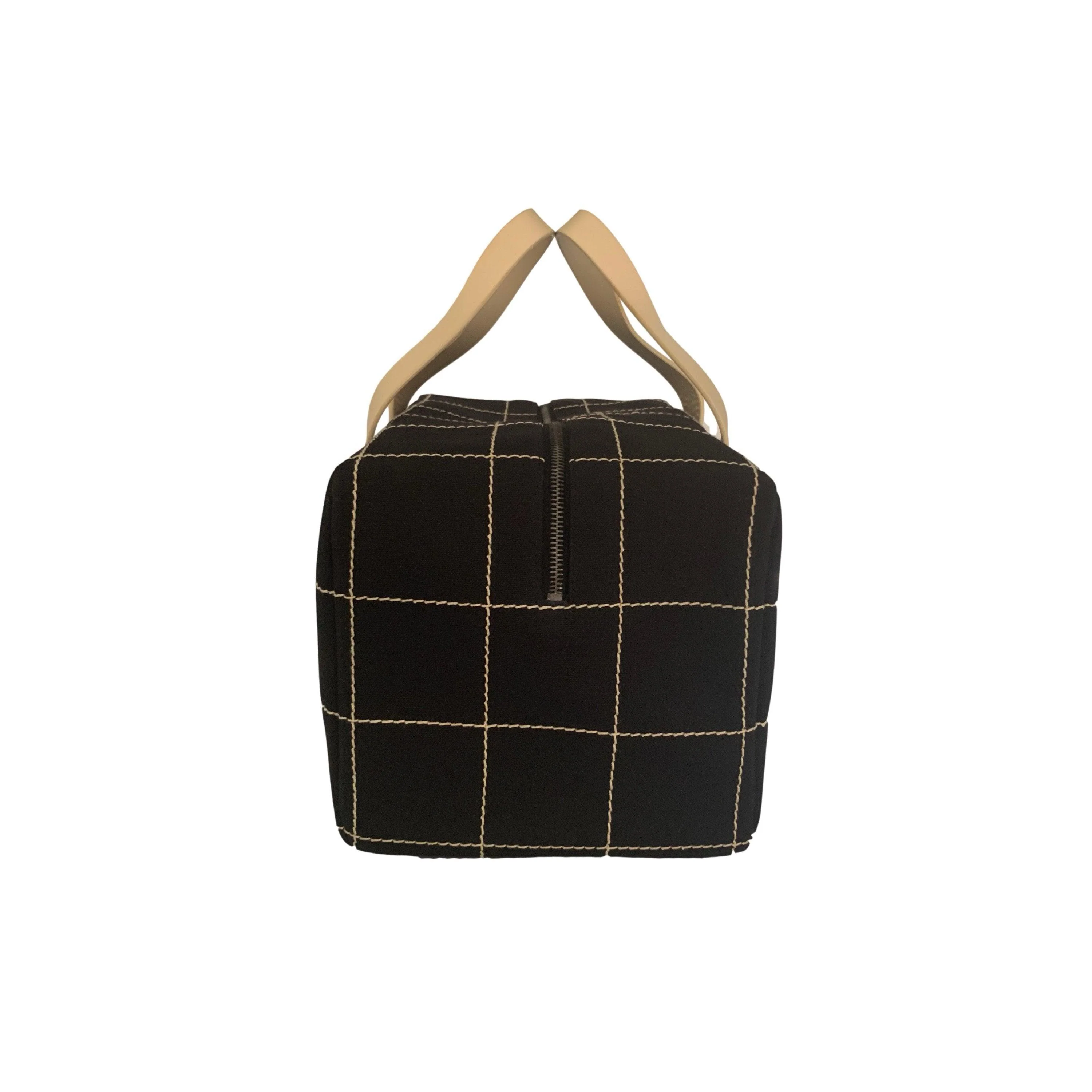 Chanel Black Square Stitch Boston Bag - Image 2