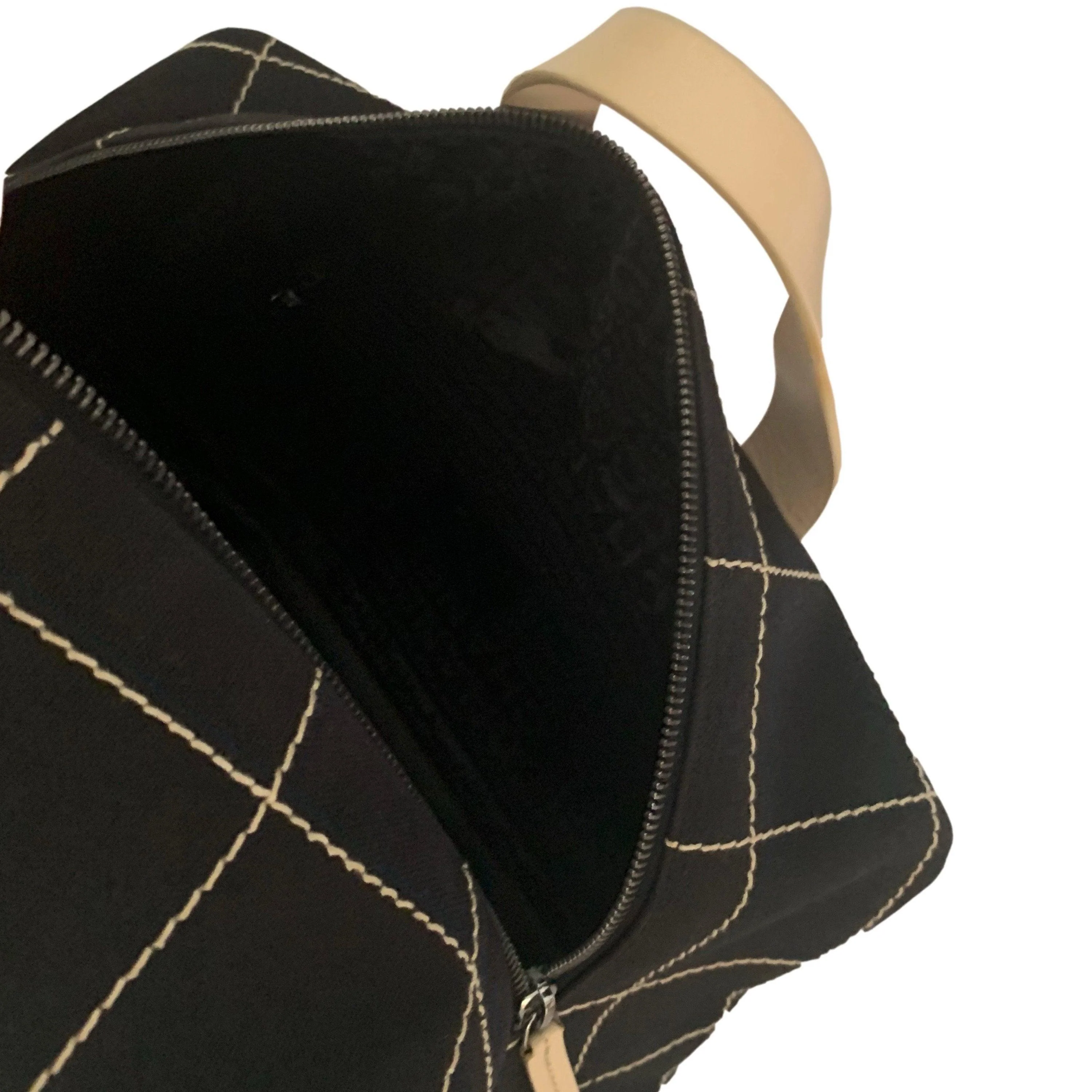 Chanel Black Square Stitch Boston Bag - Image 5