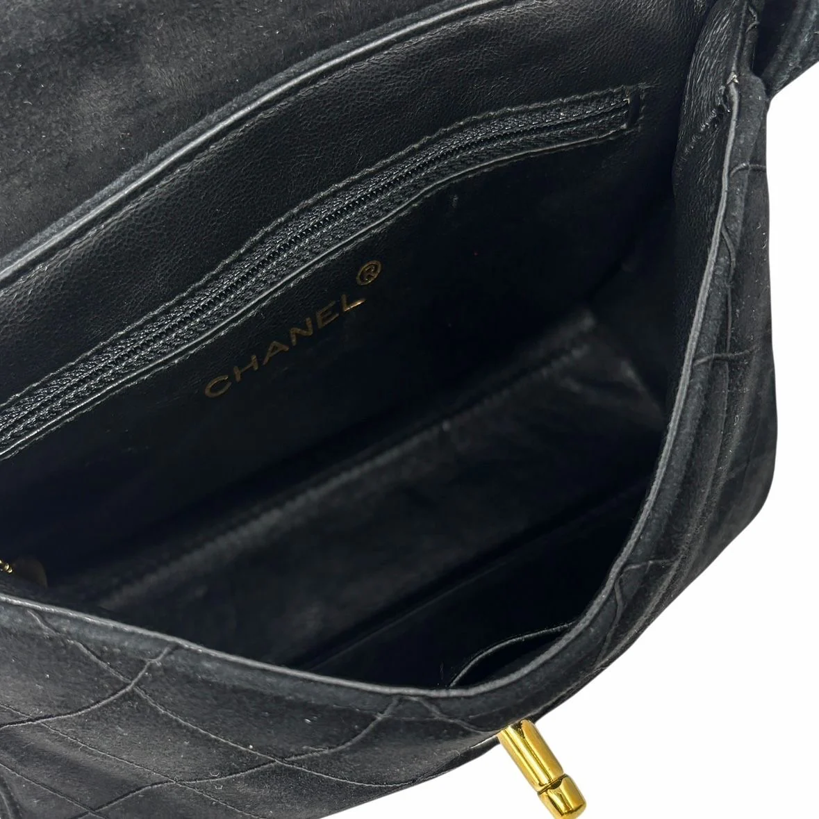 Chanel Small Black Suede Shoulder Bag - Image 3