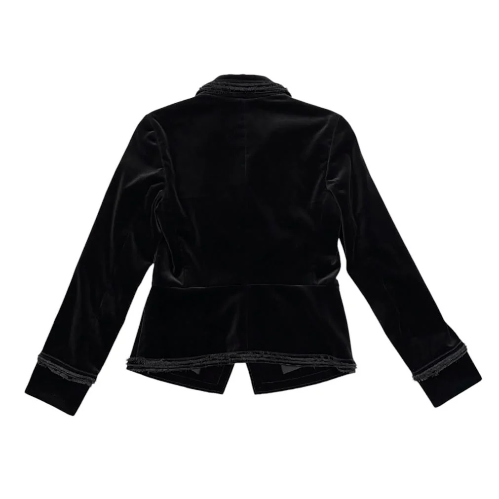 Chanel Black Velvet Logo Jacket - Image 3
