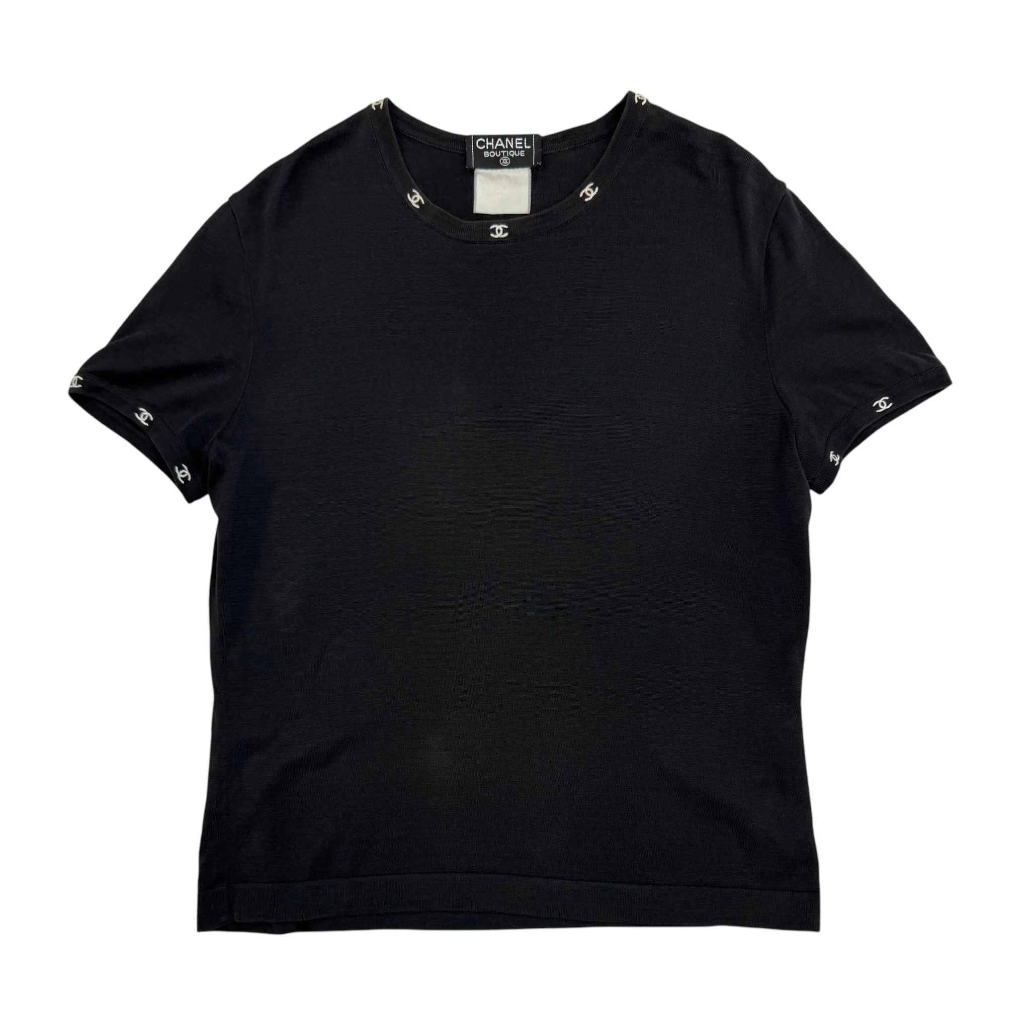 Chanel Black + White Logo Top