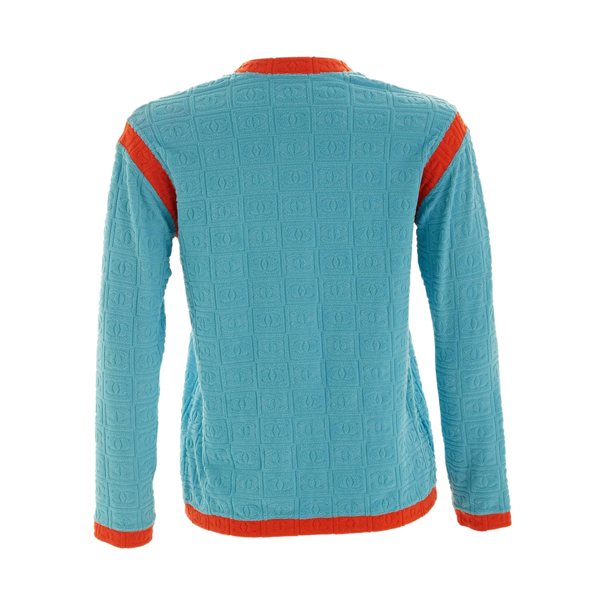 Chanel Blue + Orange Terry Zip-Up Top - Image 2