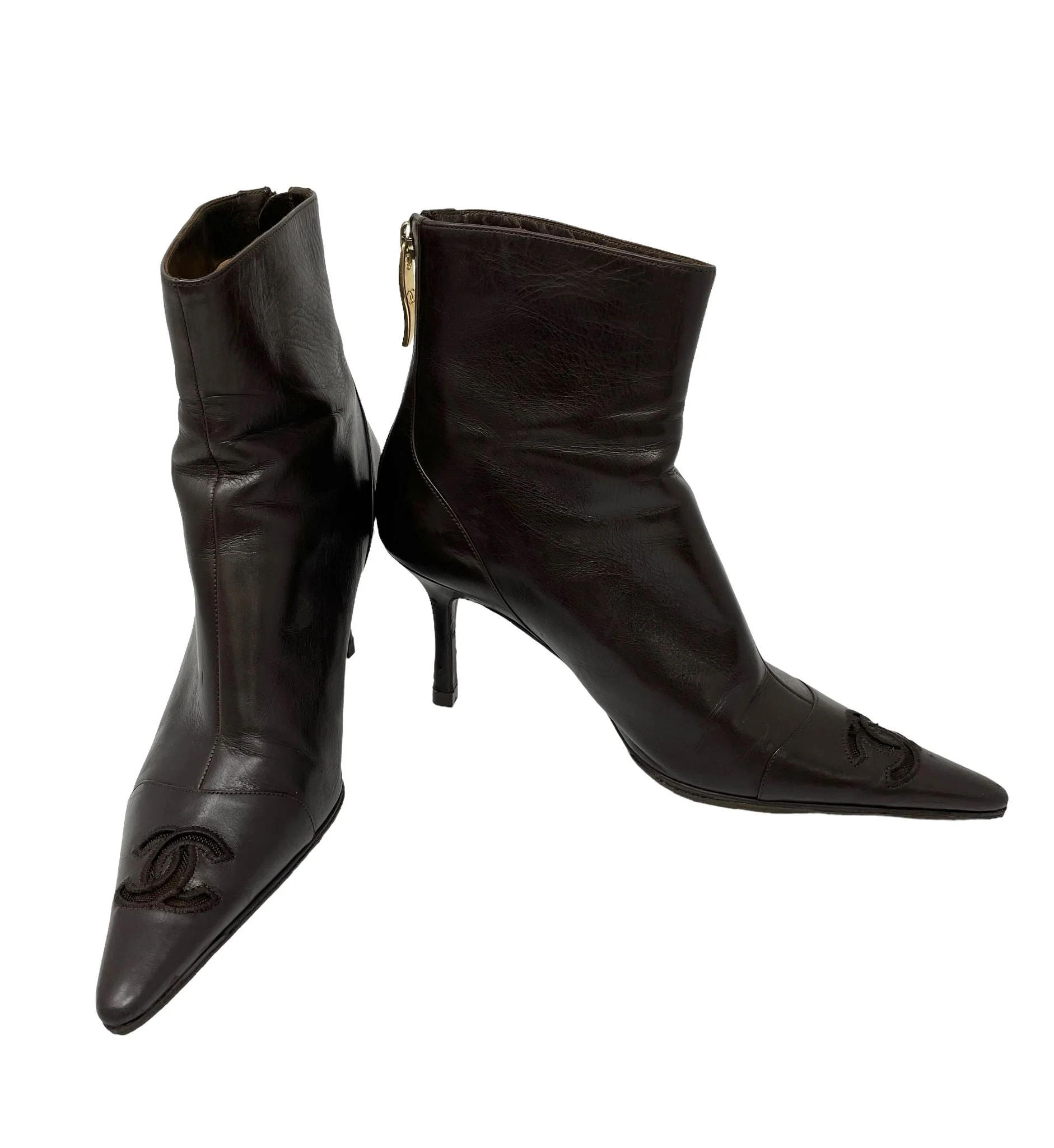 Chanel Brown Logo Boots - Image 2