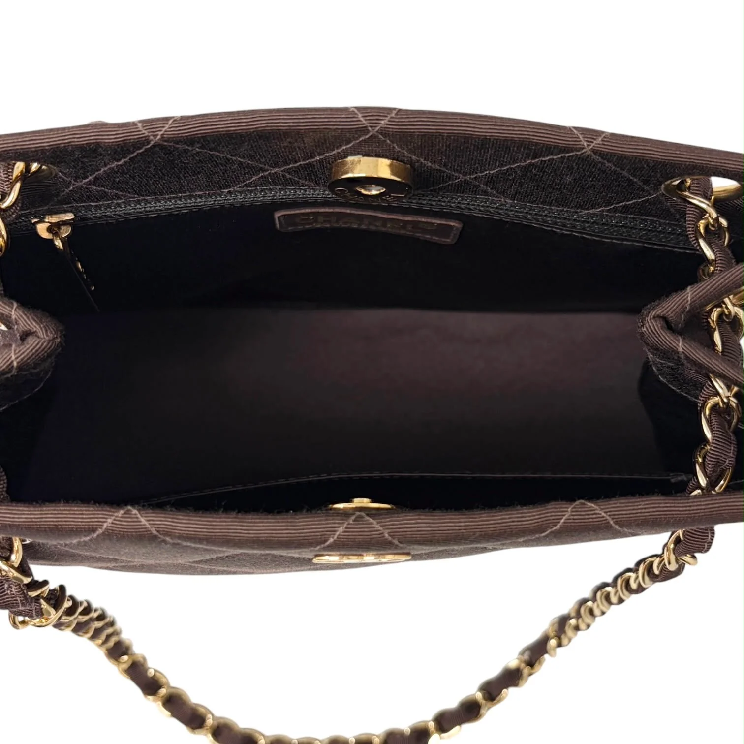 Chanel Brown Grossgrain Chain Shoulder Bag - Image 4