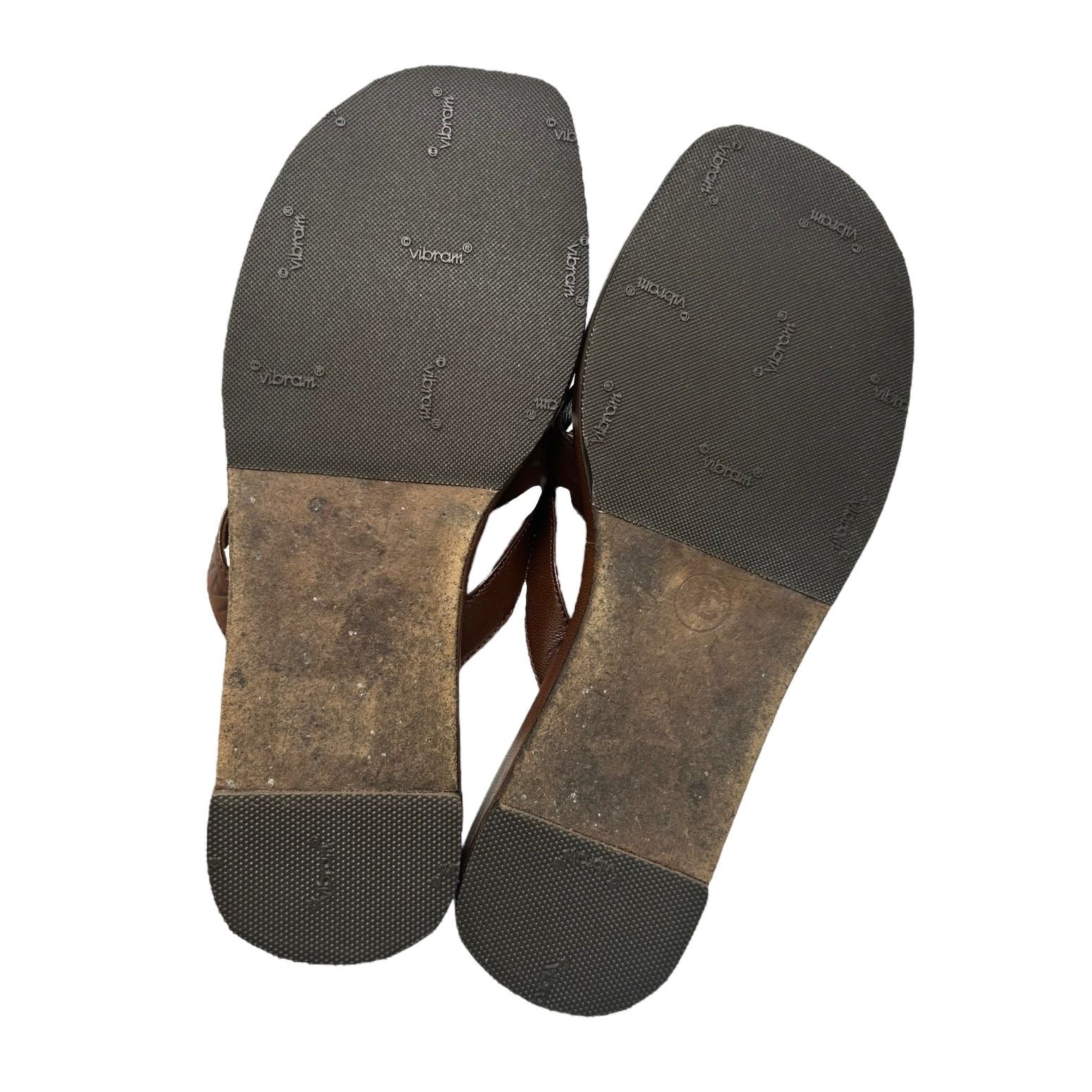 Chanel Brown Leather Logo Sandals - Image 4