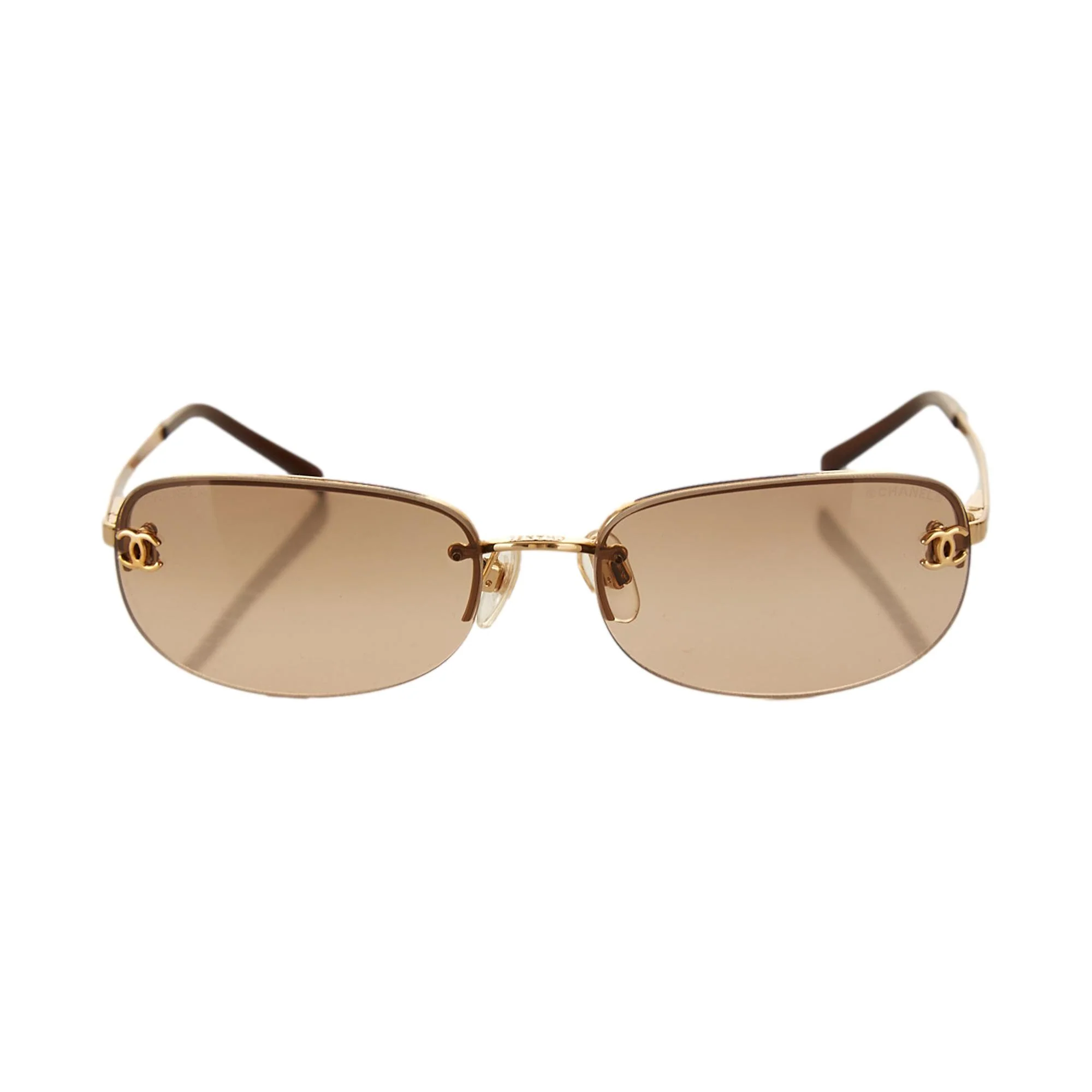 Chanel Brown Logo Micro Sunglasses - Image 2
