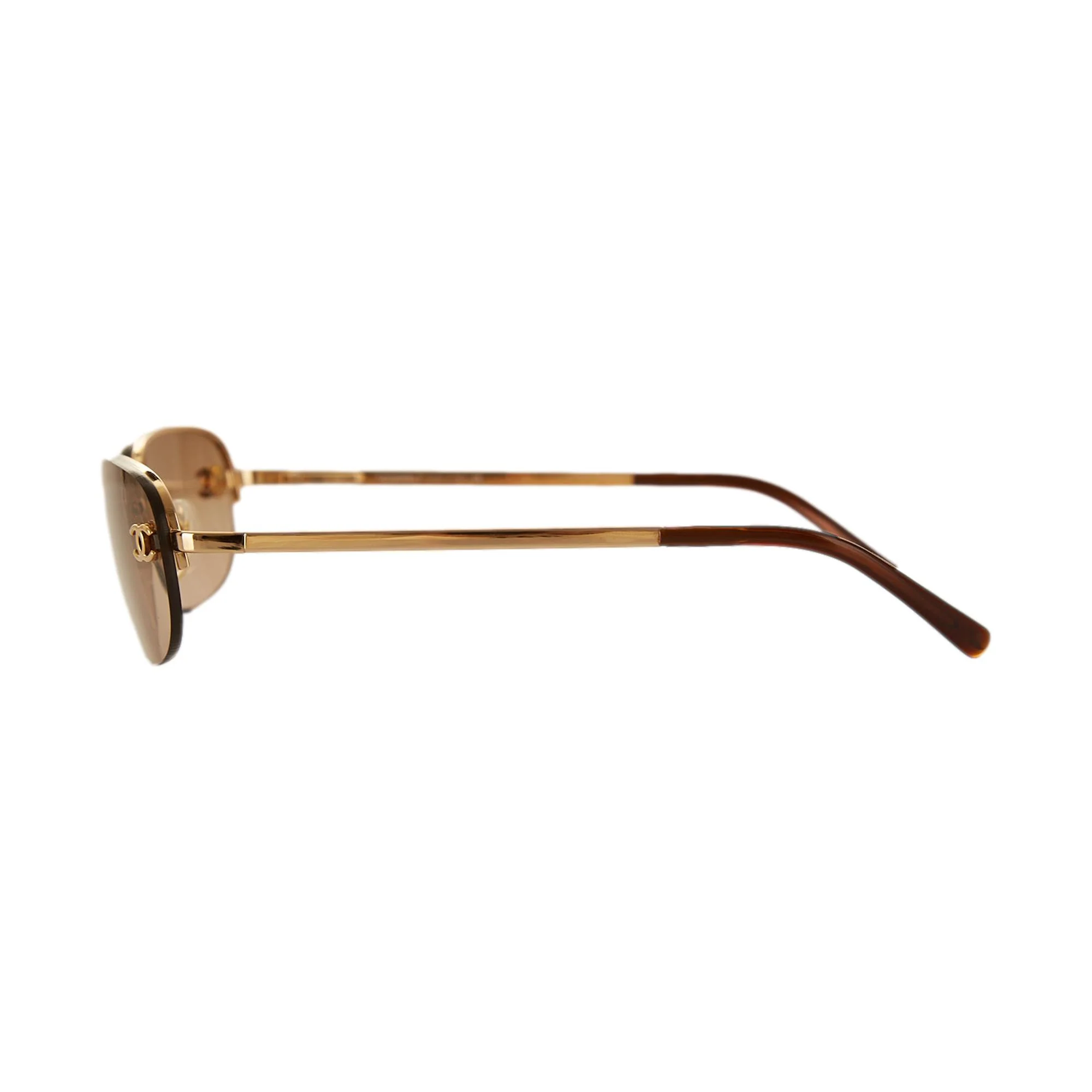 Chanel Brown Logo Micro Sunglasses - Image 3