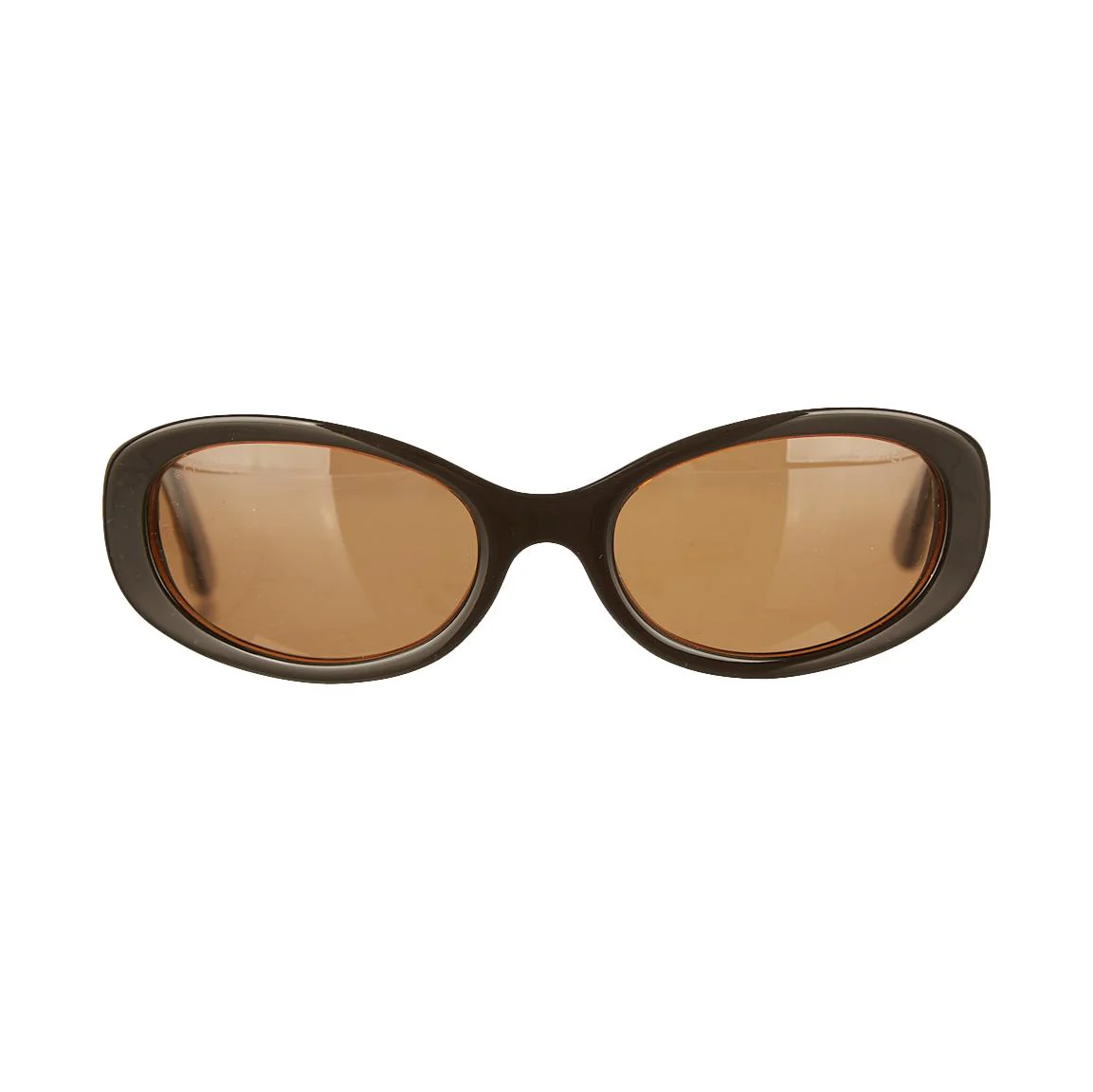 Chanel Brown Logo Oval Sunglasses - Image 2